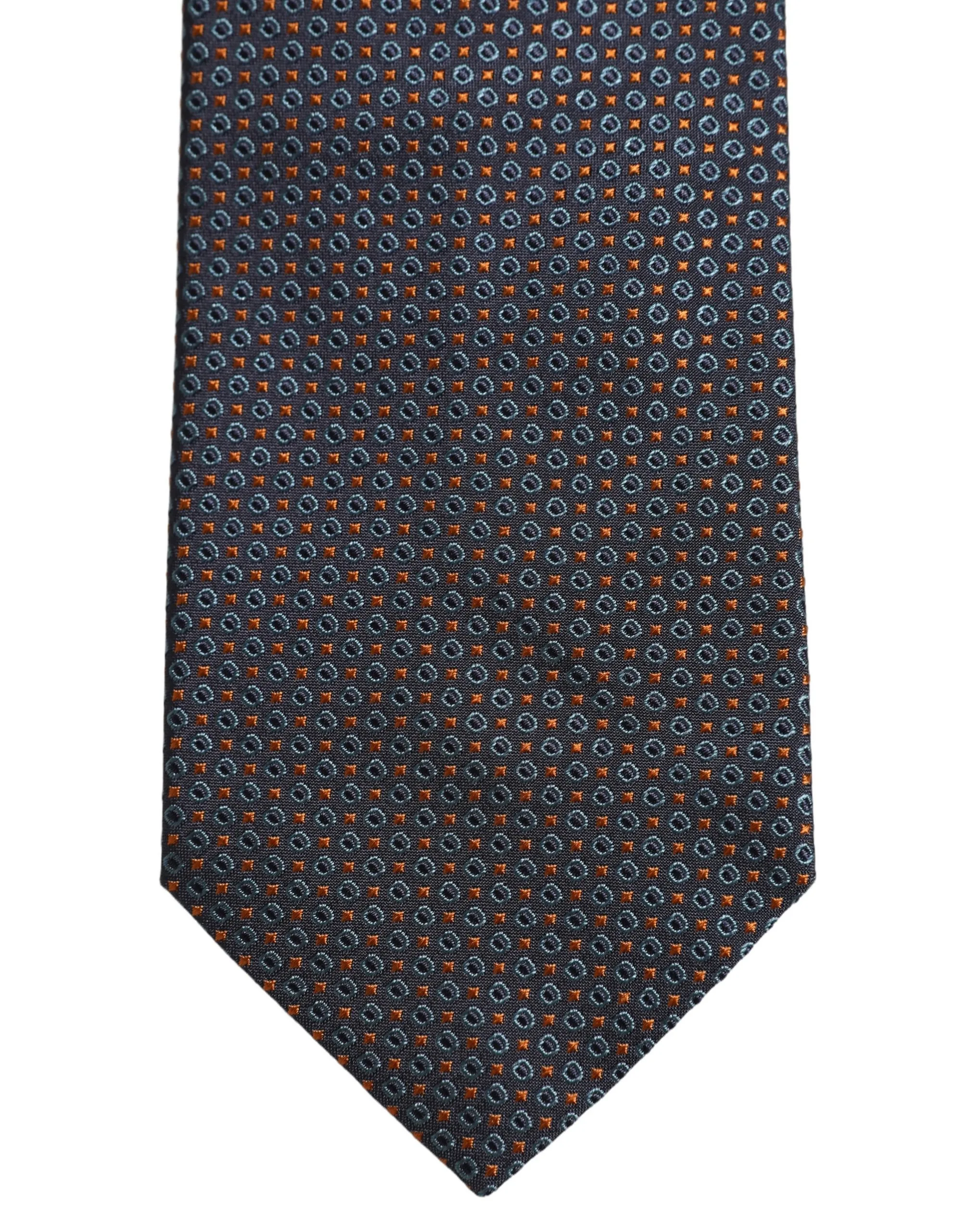 Dark Blue Geometric Silk Adjustable Necktie Accessory Tie - Image 3