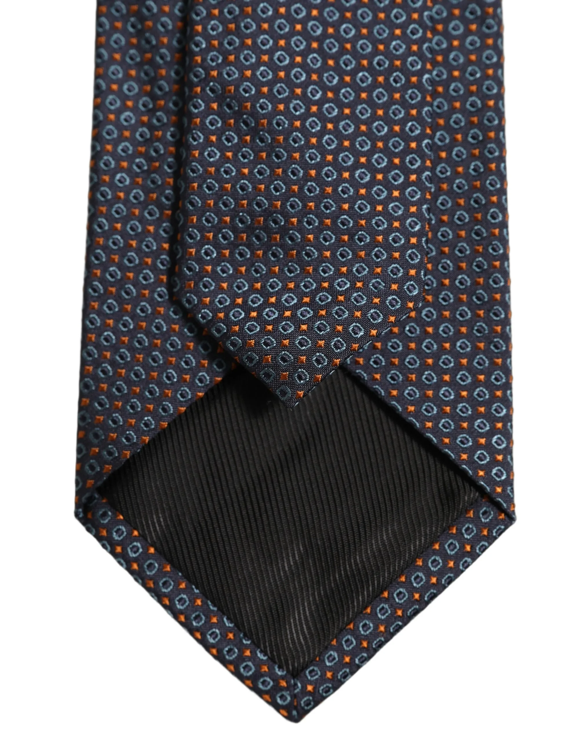 Dark Blue Geometric Silk Adjustable Necktie Accessory Tie - Image 4