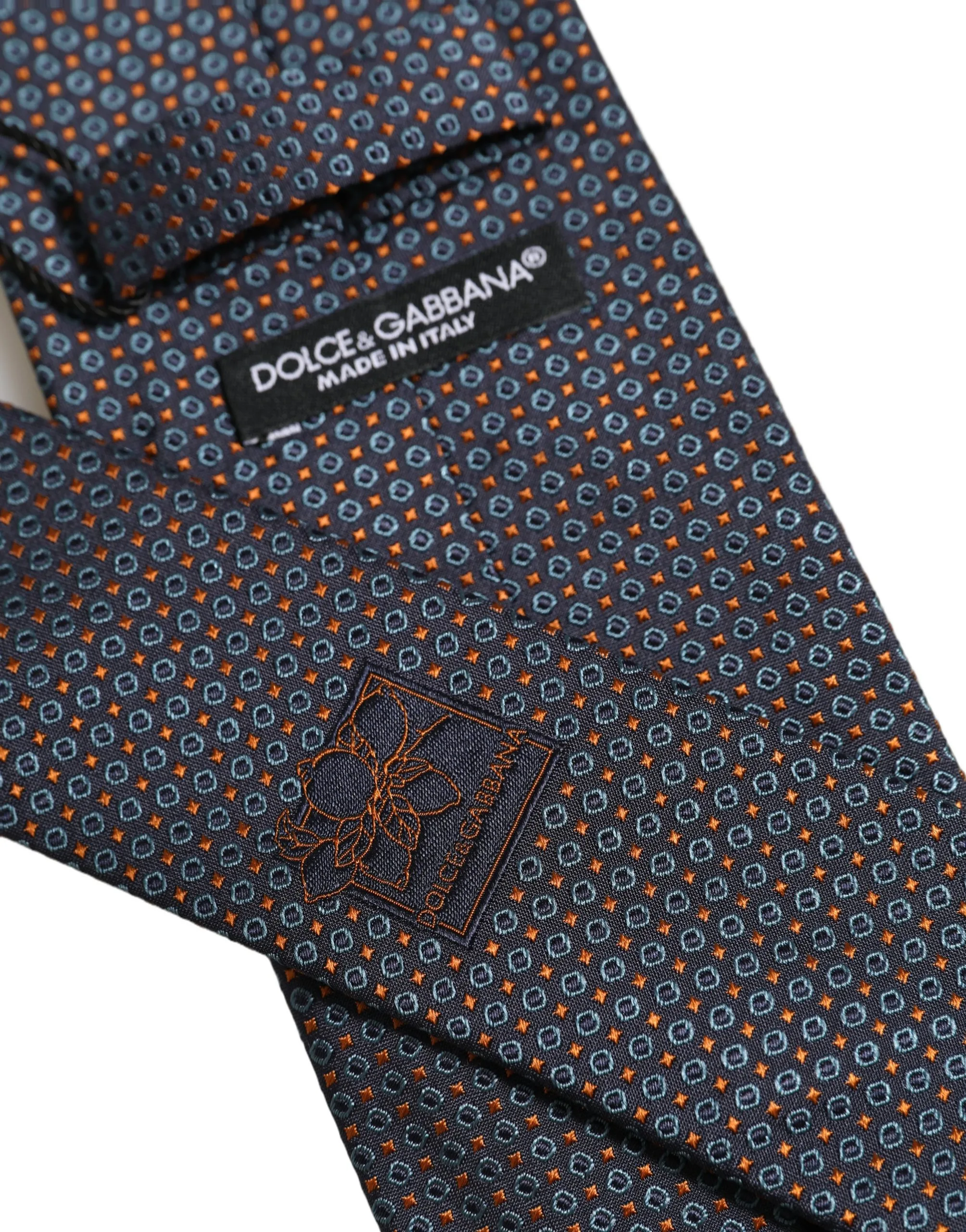 Dark Blue Geometric Silk Adjustable Necktie Accessory Tie - Image 5