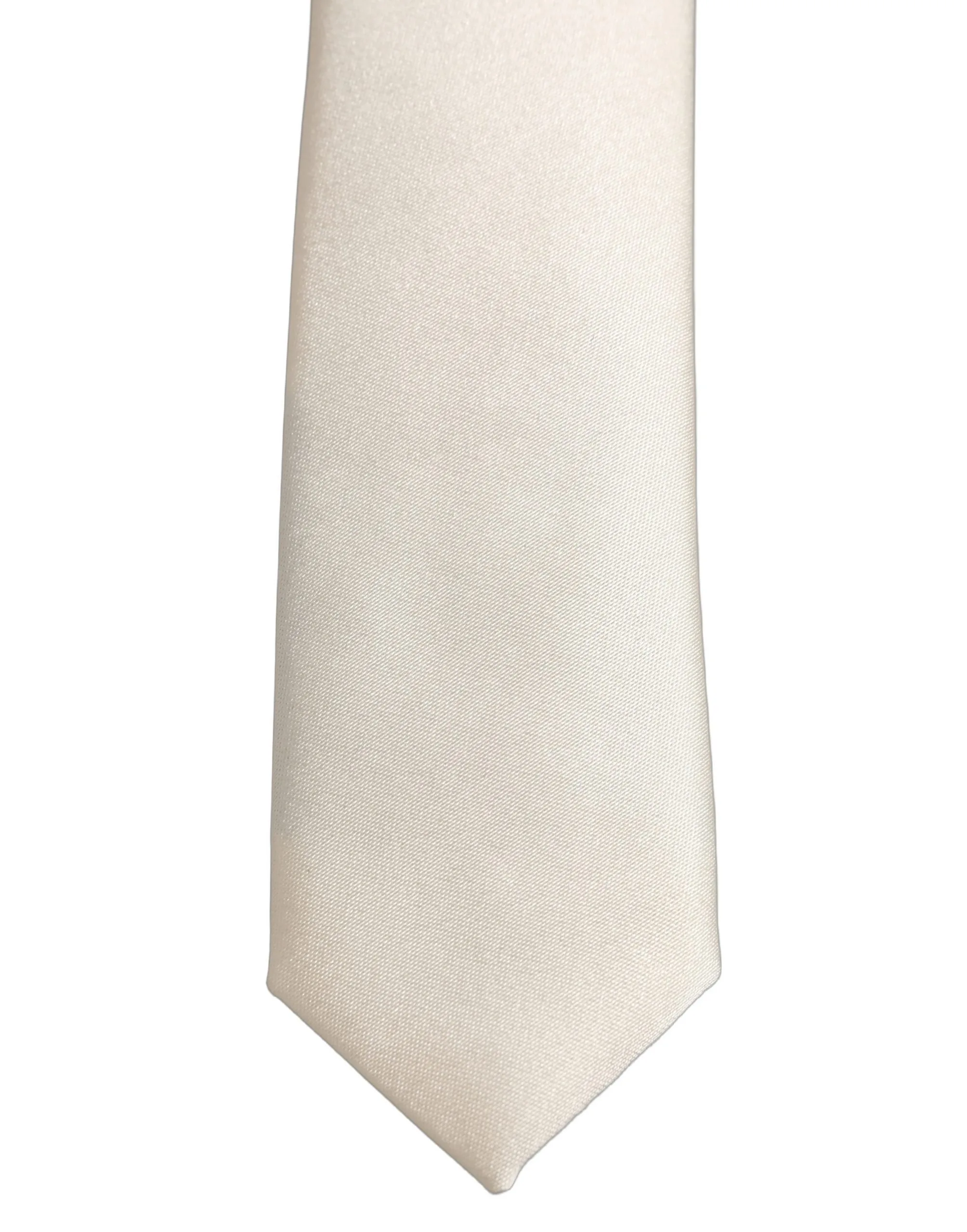 Cream Satin 100% Silk Adjustable Tied Men Necktie Tie - Image 3