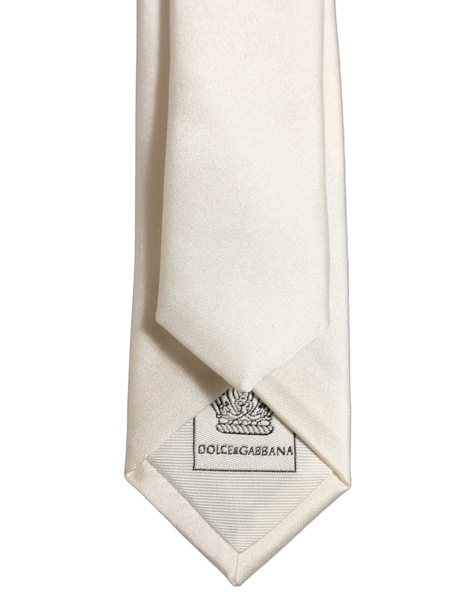 Cream Satin 100% Silk Adjustable Tied Men Necktie Tie - Image 4