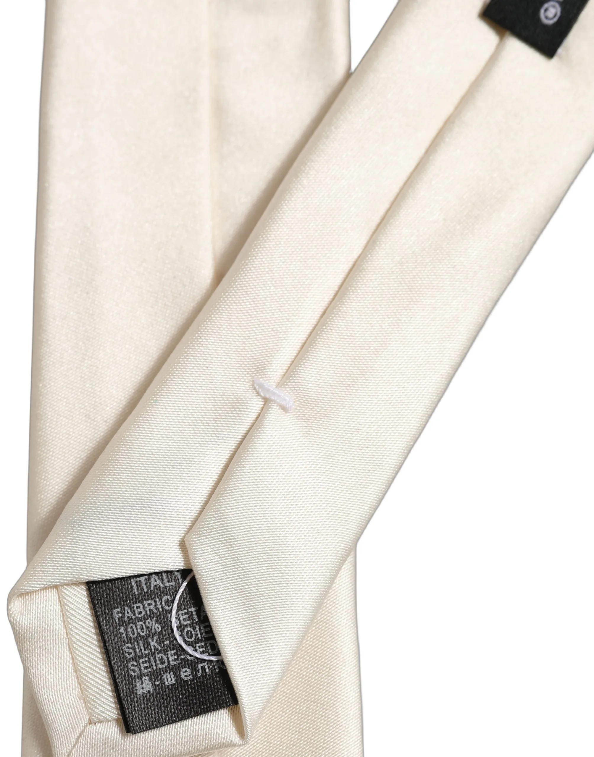 Cream Satin 100% Silk Adjustable Tied Men Necktie Tie - Image 5