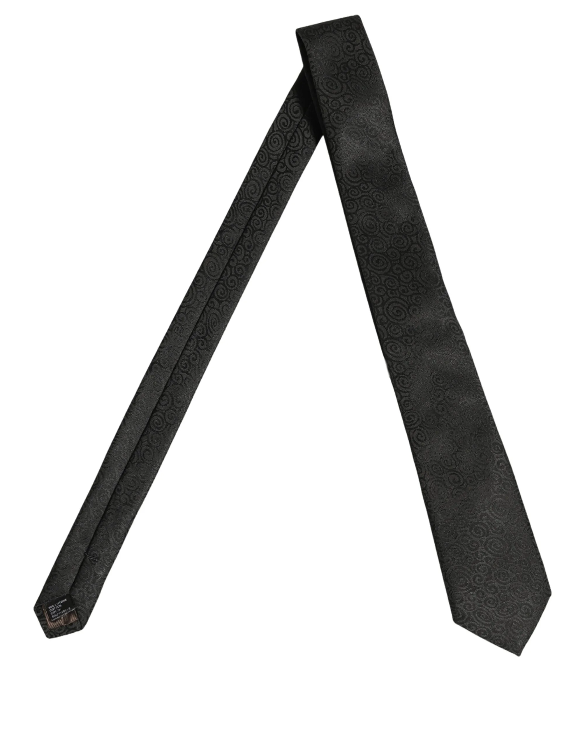 Black Swirl Pattern Silk Adjustable Necktie Accessory Tie - Image 3