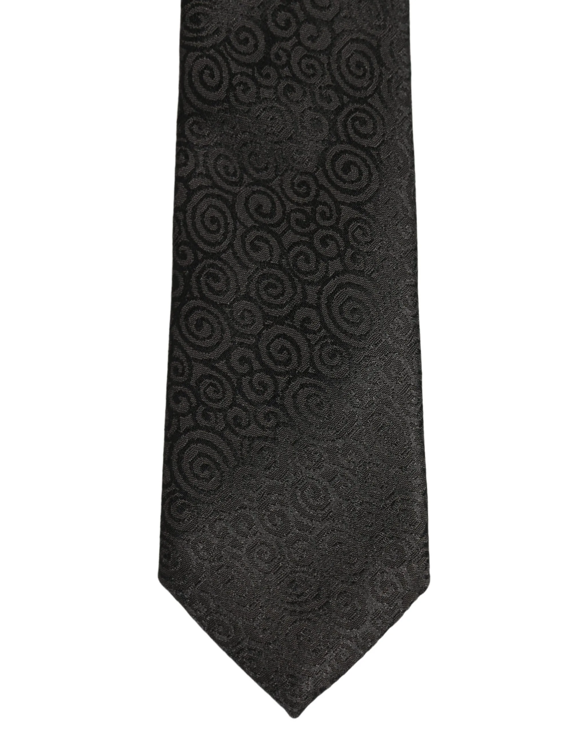 Black Swirl Pattern Silk Adjustable Necktie Accessory Tie - Image 4