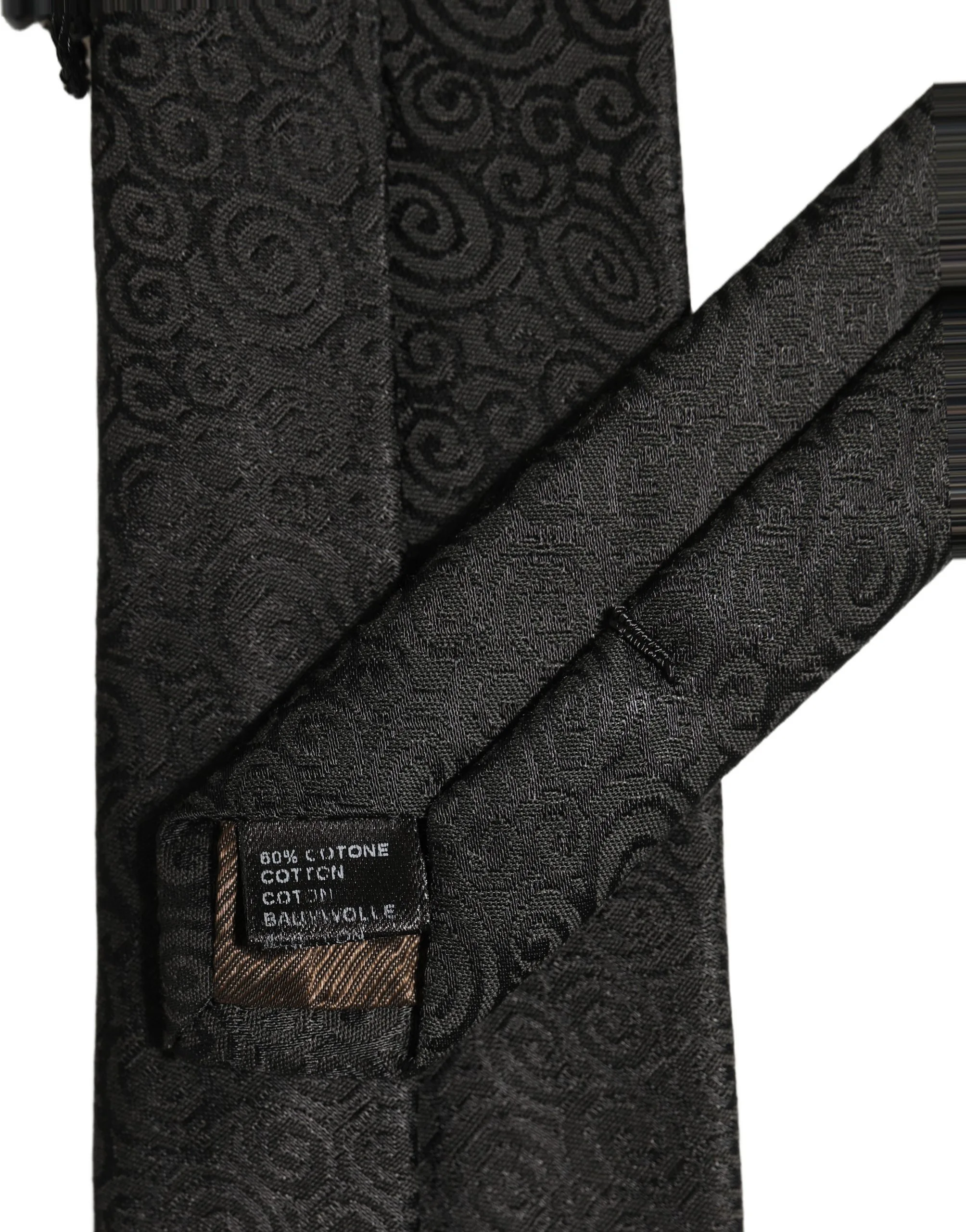 Black Swirl Pattern Silk Adjustable Necktie Accessory Tie - Image 6