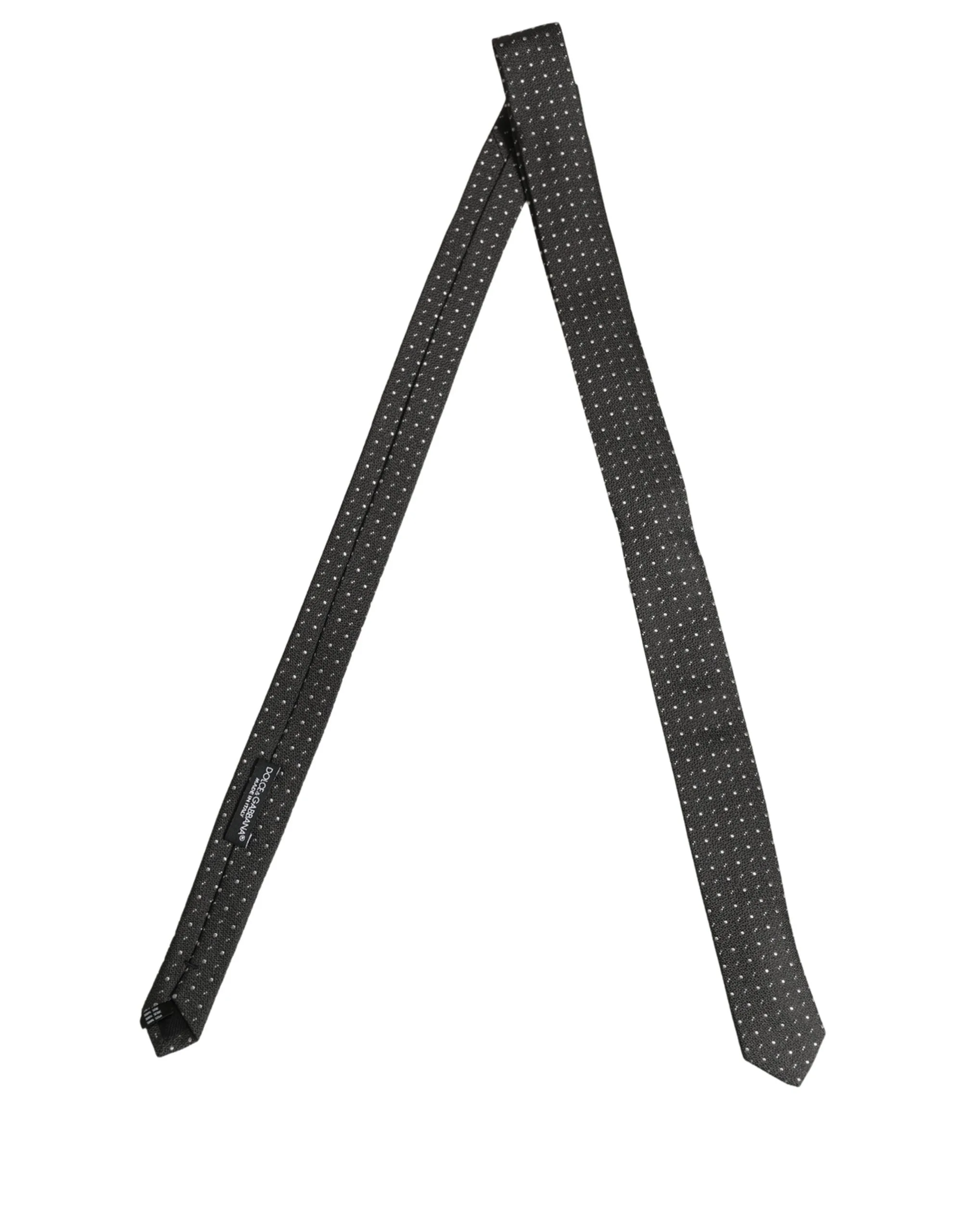 Dark Gray Polka Dot Silk Adjustable Necktie Accessory Tie - Image 2