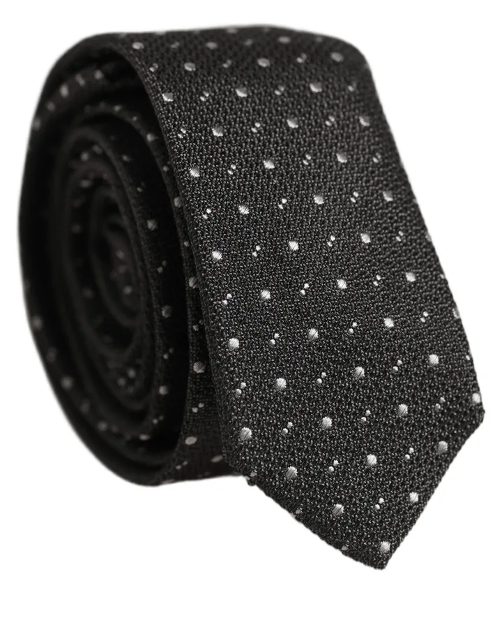 Dark Gray Polka Dot Silk Adjustable Necktie Accessory Tie