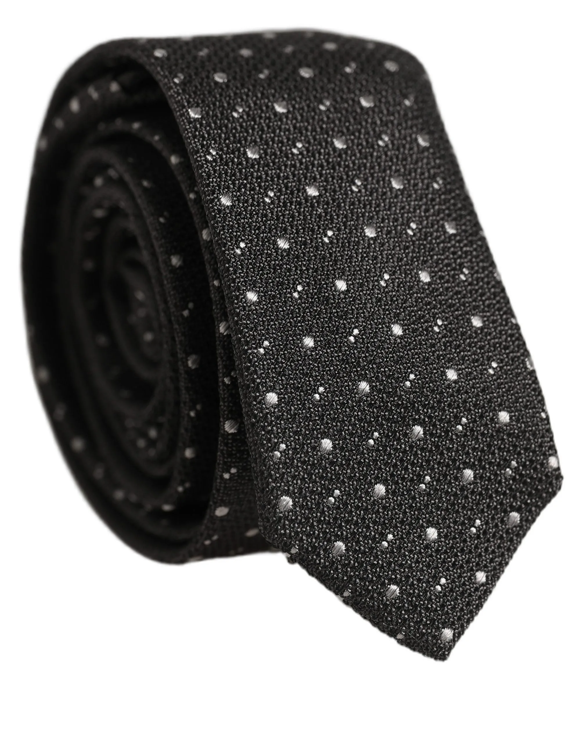 Dark Gray Polka Dot Silk Adjustable Necktie Accessory Tie