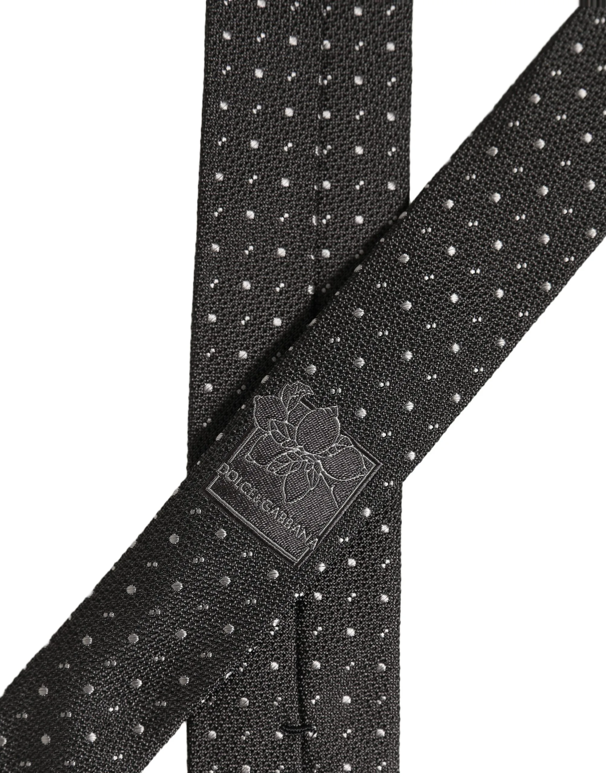 Dark Gray Polka Dot Silk Adjustable Necktie Accessory Tie - Image 3