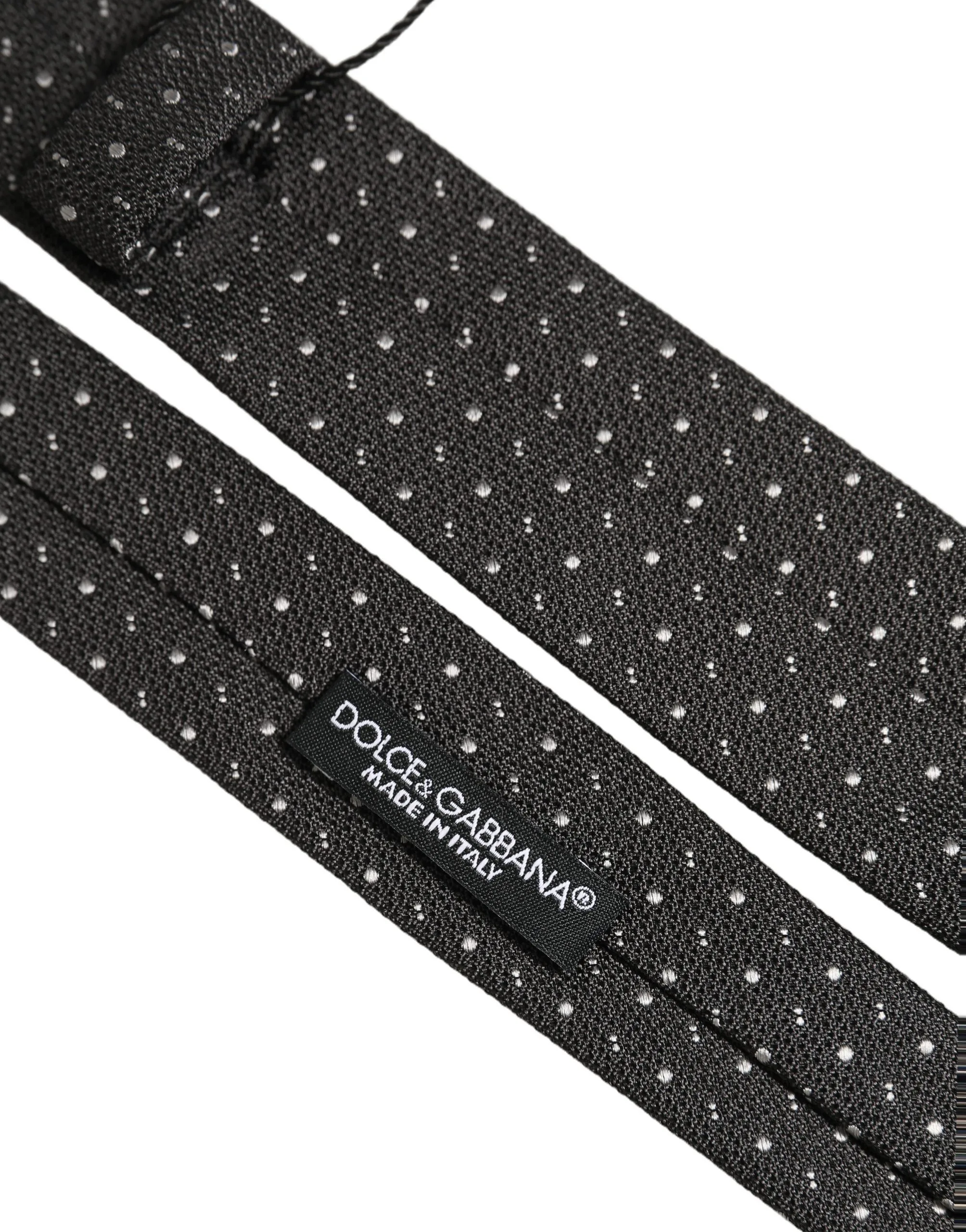 Dark Gray Polka Dot Silk Adjustable Necktie Accessory Tie - Image 5