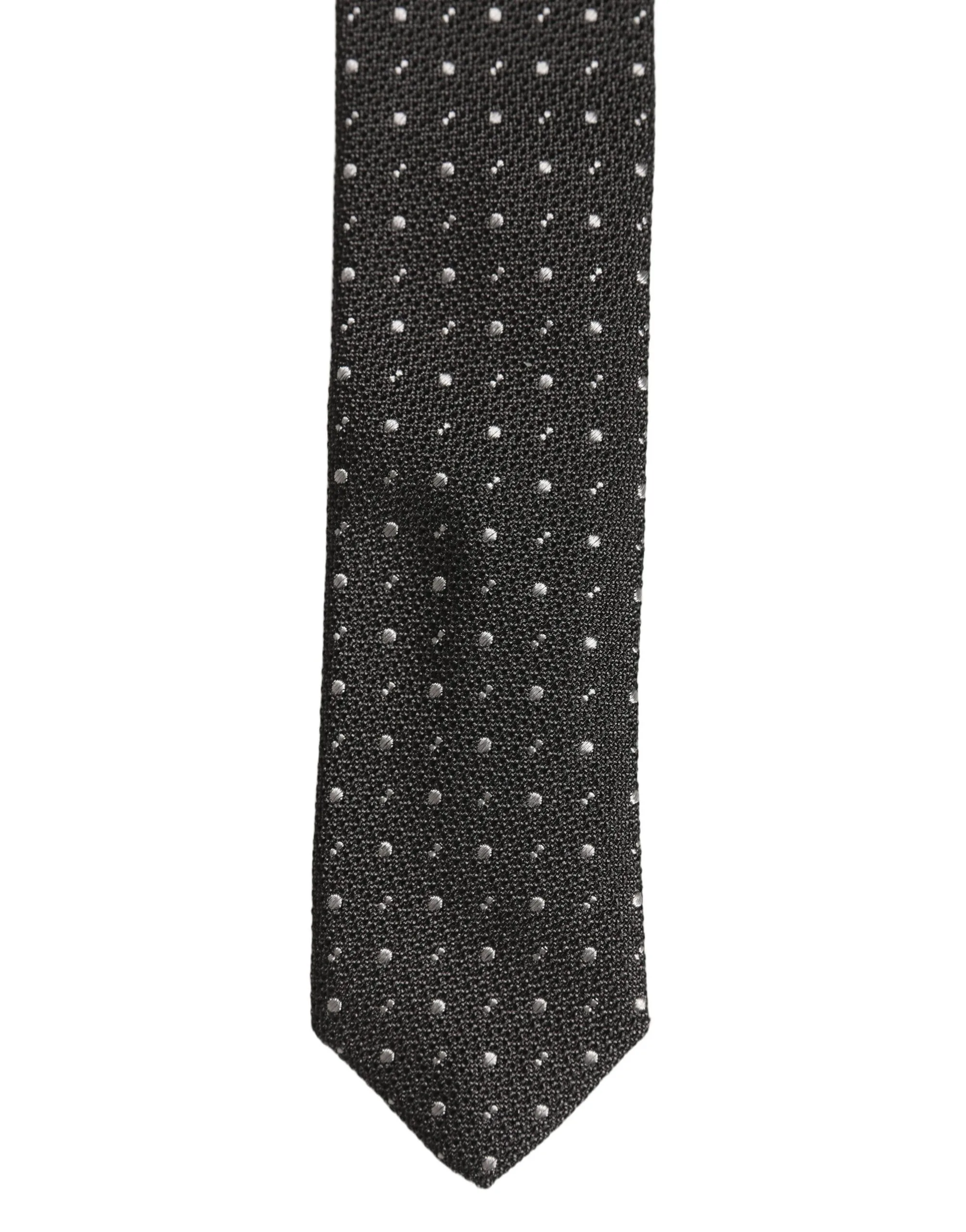 Dark Gray Polka Dot Silk Adjustable Necktie Accessory Tie - Image 6