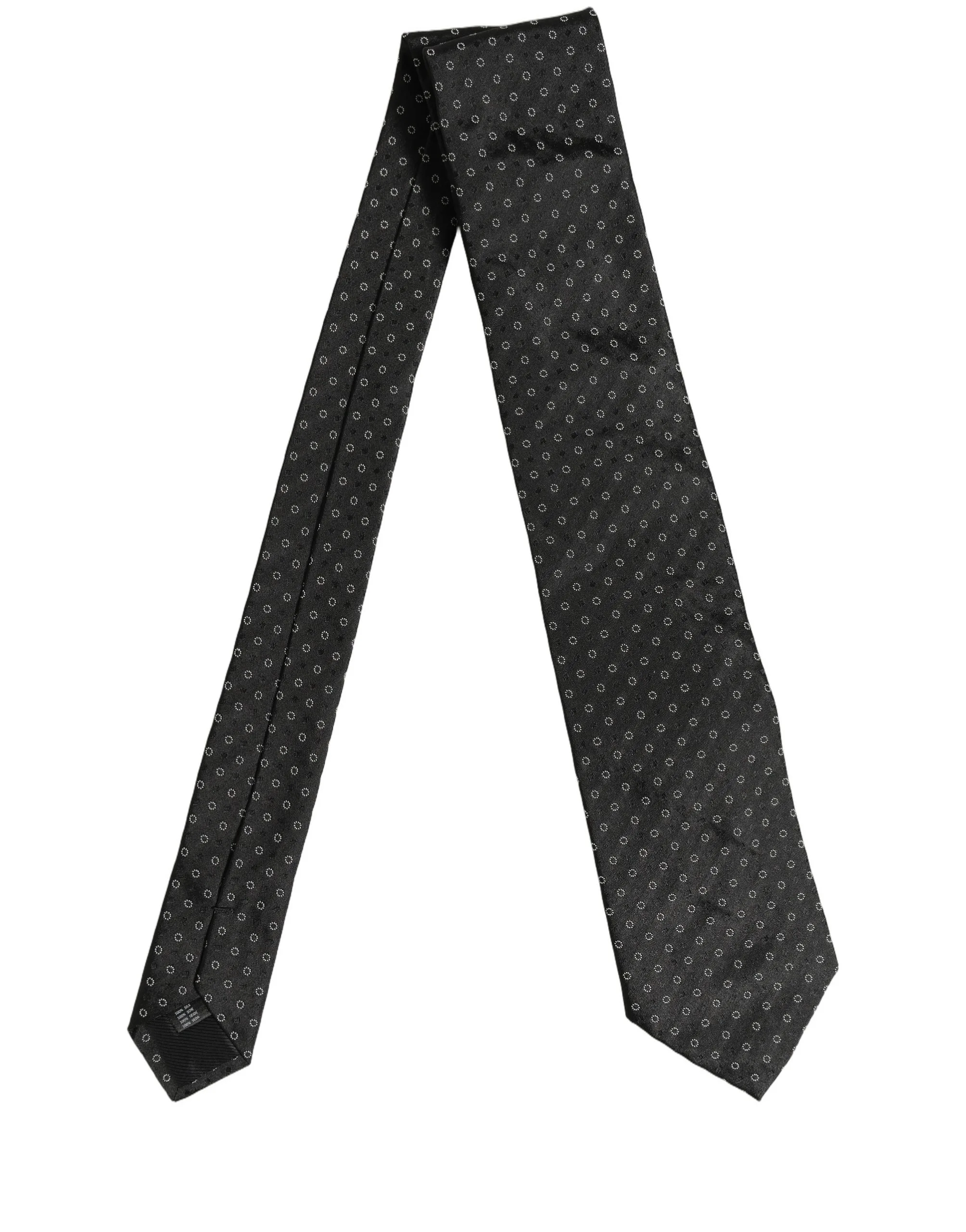 Black Geometric Circle Adjustable Necktie Accessory Tie - Image 2
