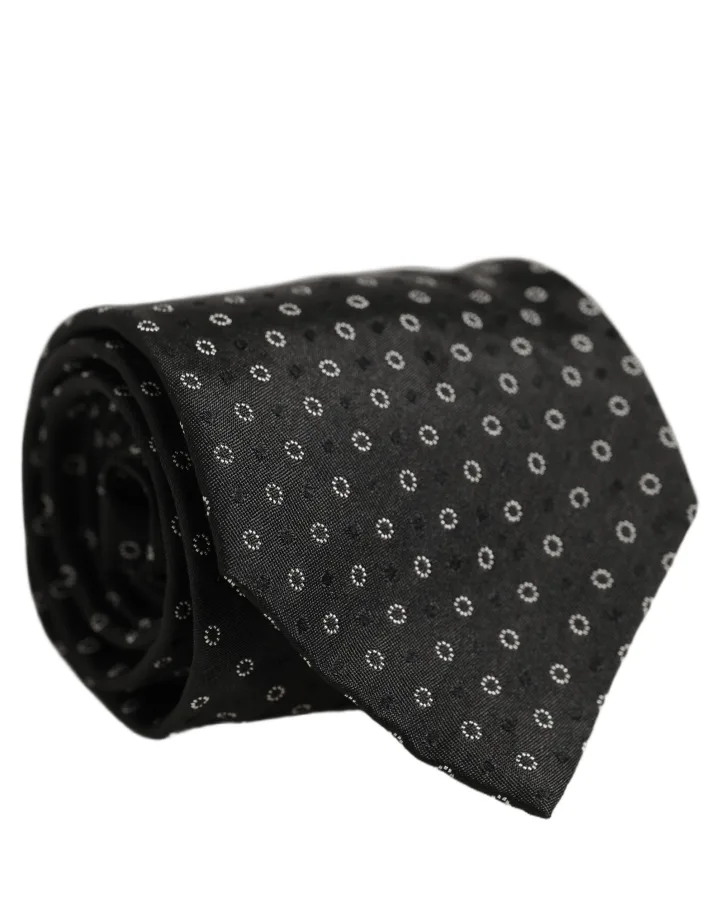 Black Geometric Circle Adjustable Necktie Accessory Tie