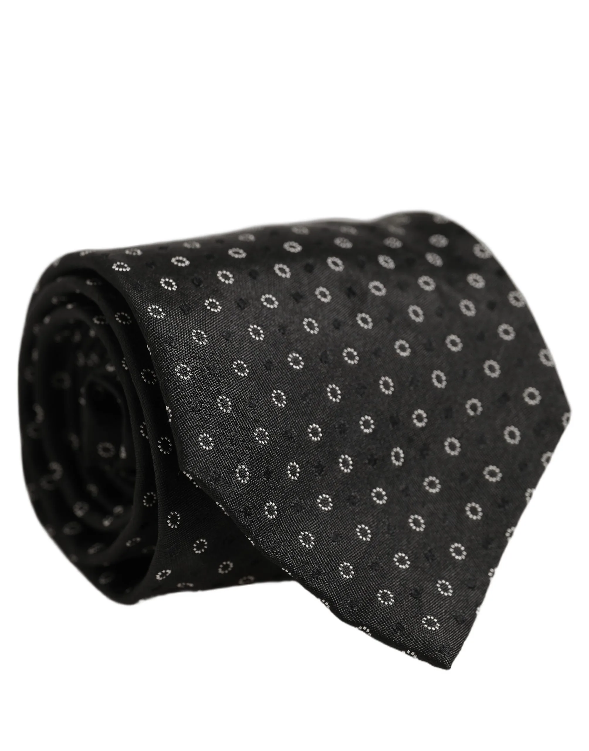 Black Geometric Circle Adjustable Necktie Accessory Tie