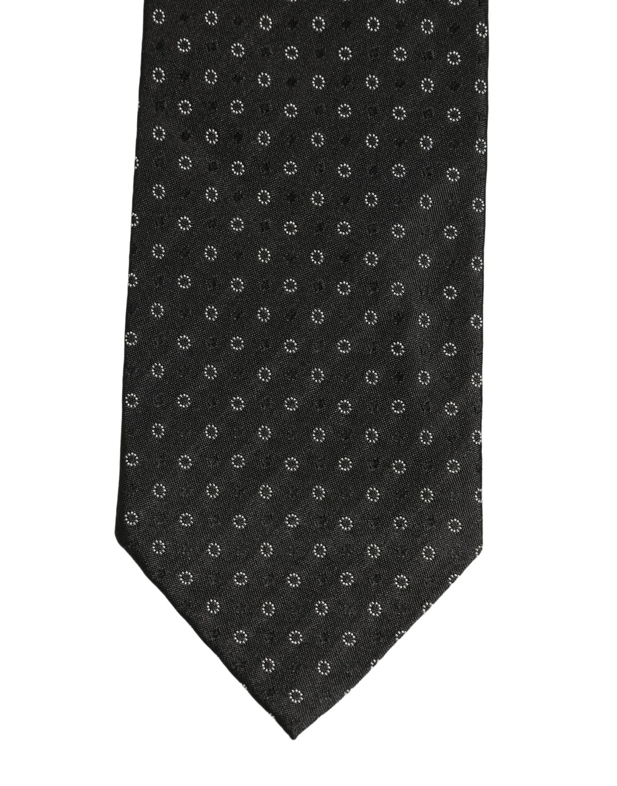 Black Geometric Circle Adjustable Necktie Accessory Tie - Image 3