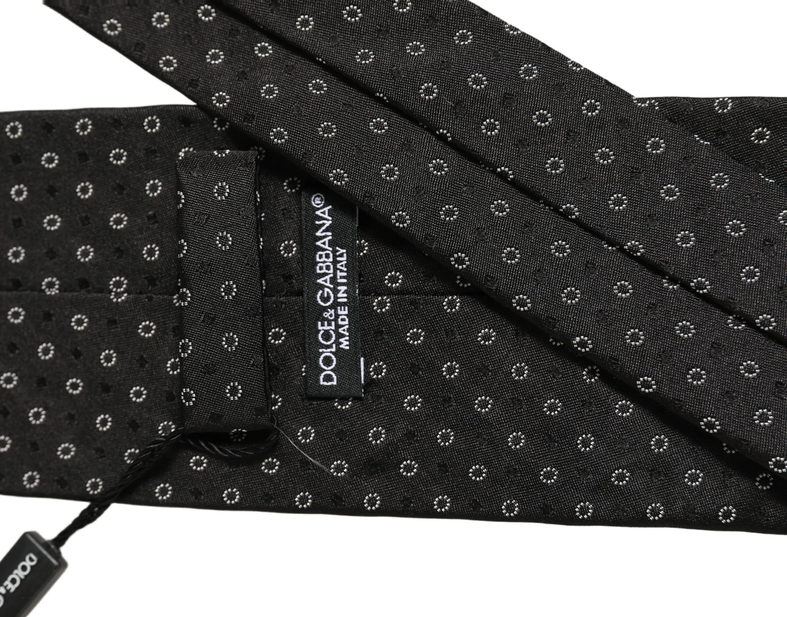 Black Geometric Circle Adjustable Necktie Accessory Tie - Image 5