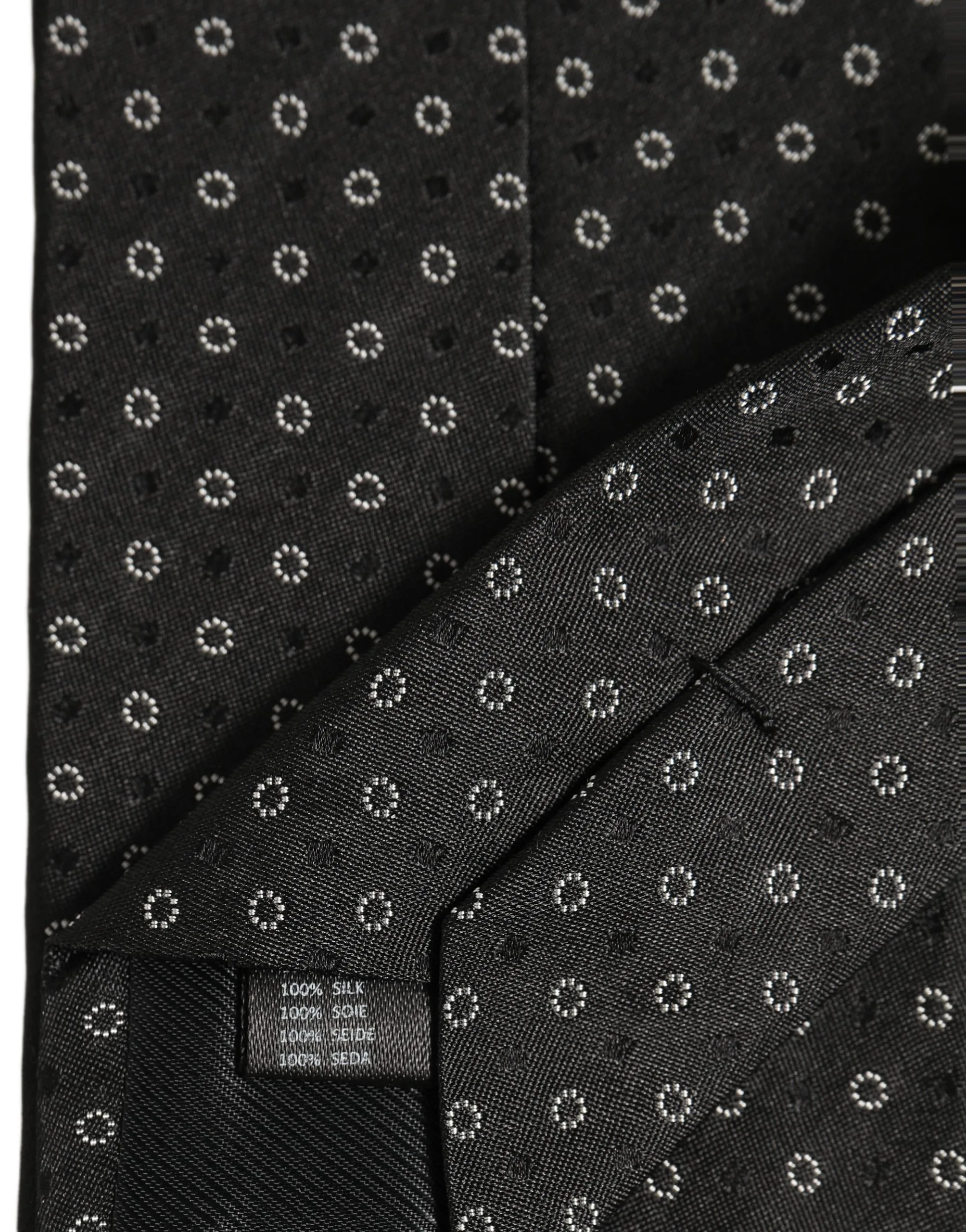 Black Geometric Circle Adjustable Necktie Accessory Tie - Image 6