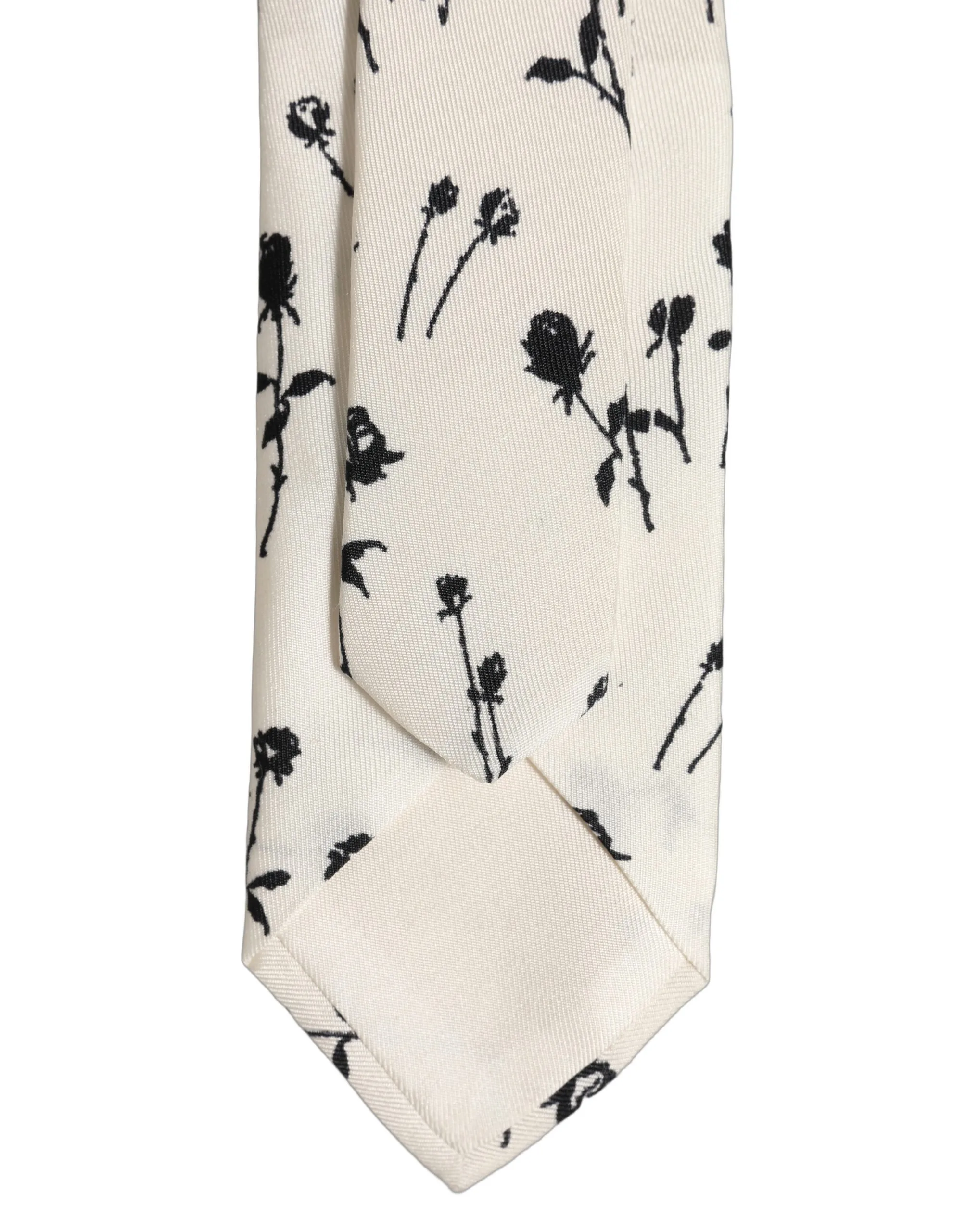Off White Floral Print Adjustable Necktie Accessory Tie - Image 3