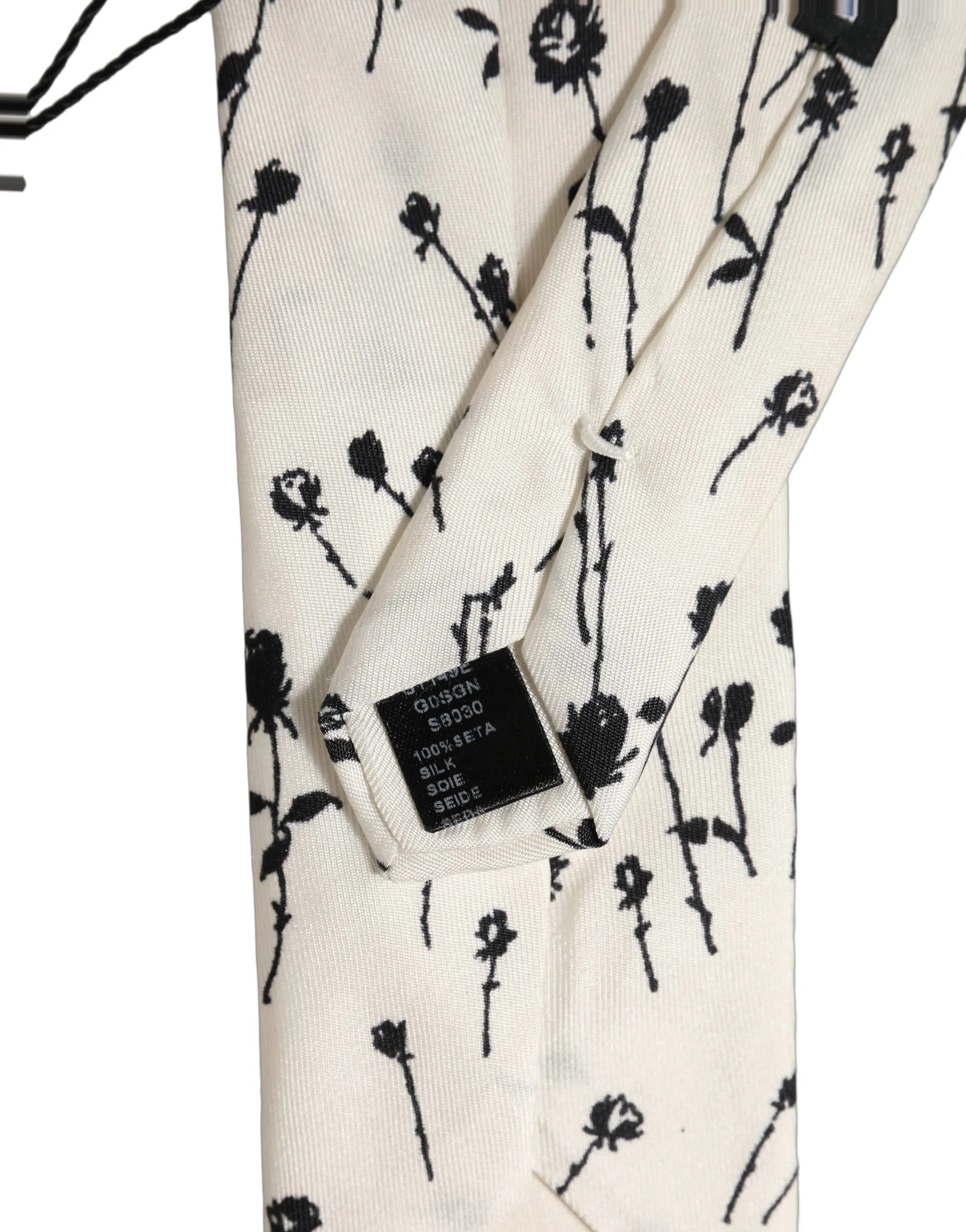 Off White Floral Print Adjustable Necktie Accessory Tie - Image 4