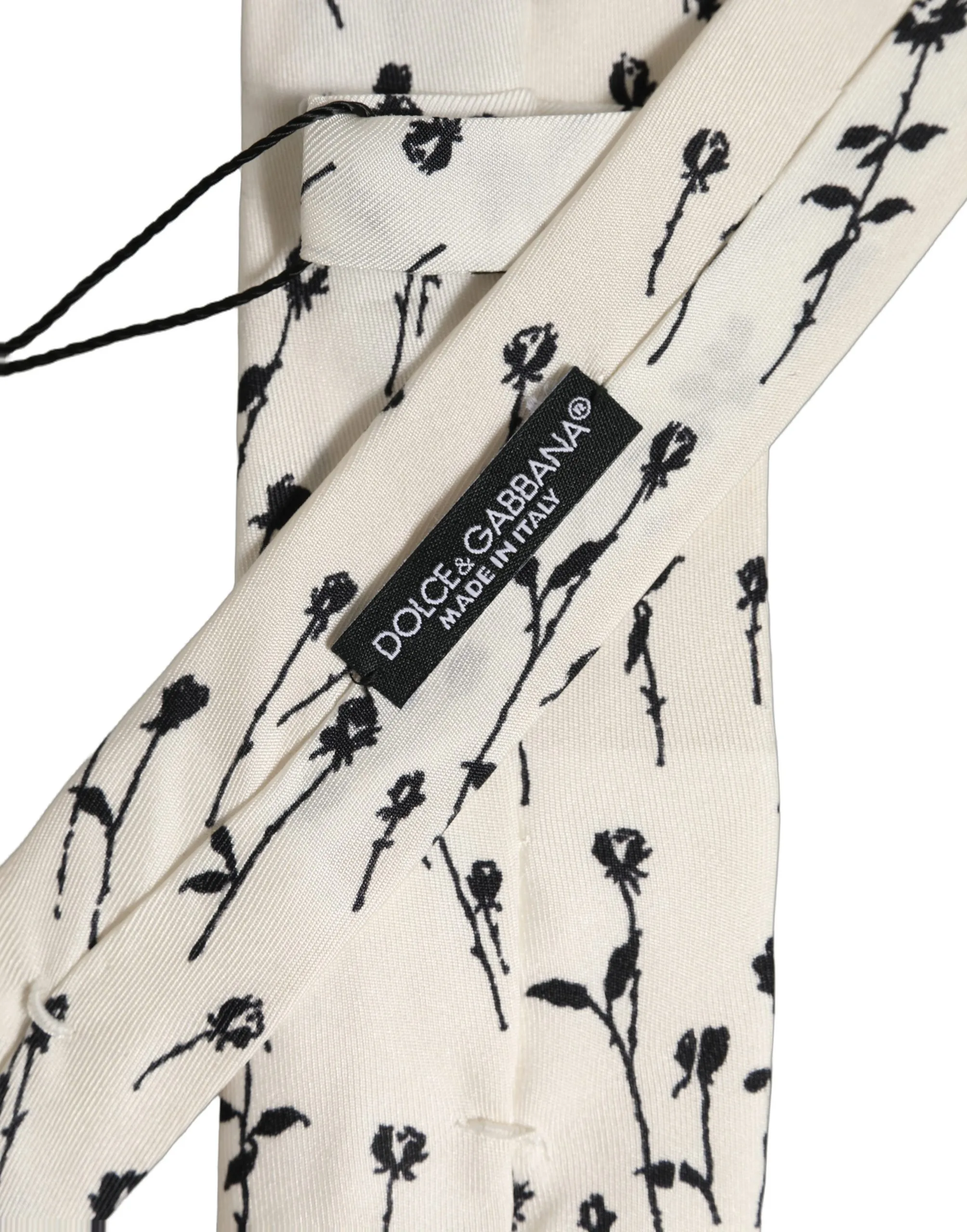 Off White Floral Print Adjustable Necktie Accessory Tie - Image 5