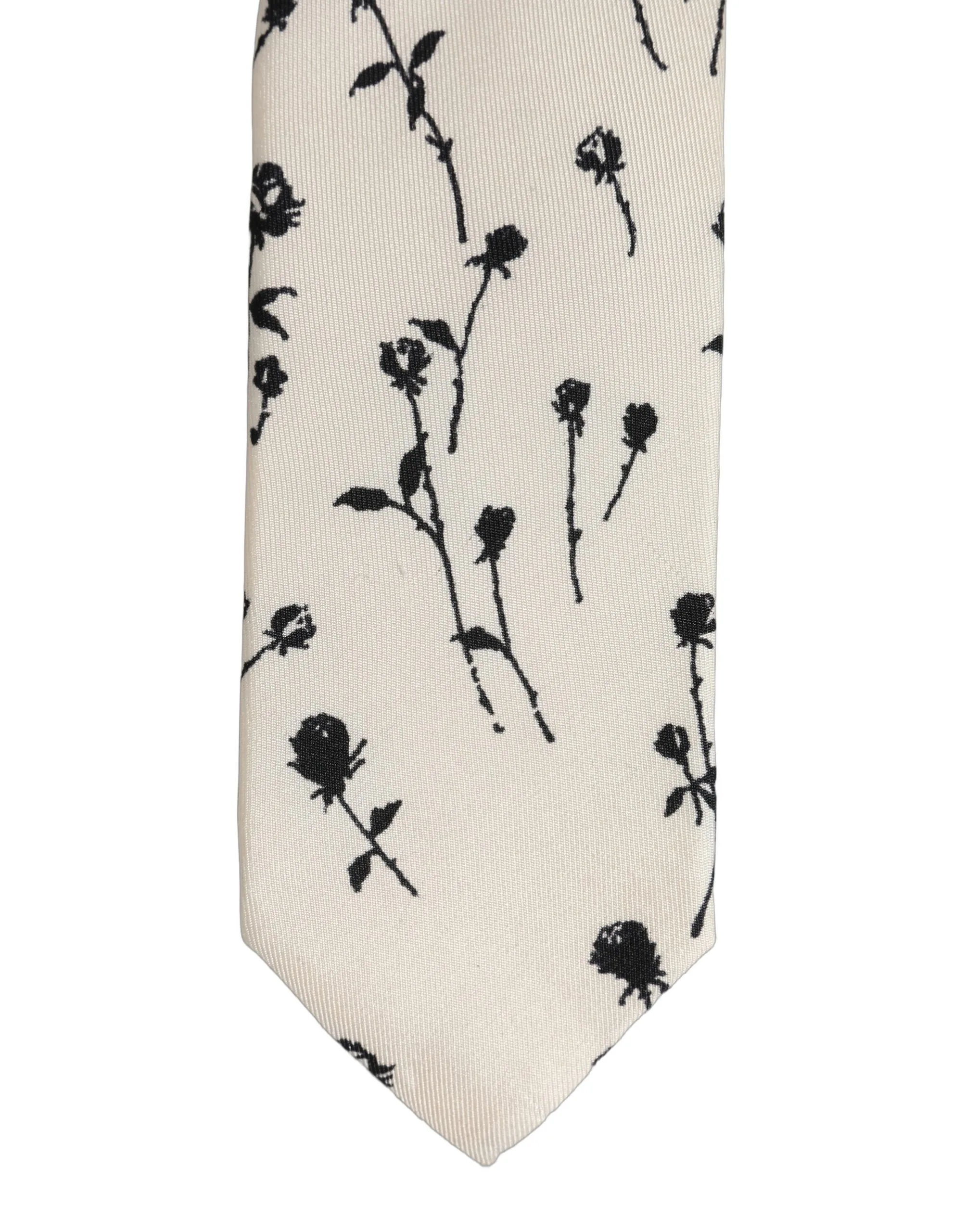 Off White Floral Print Adjustable Necktie Accessory Tie - Image 6