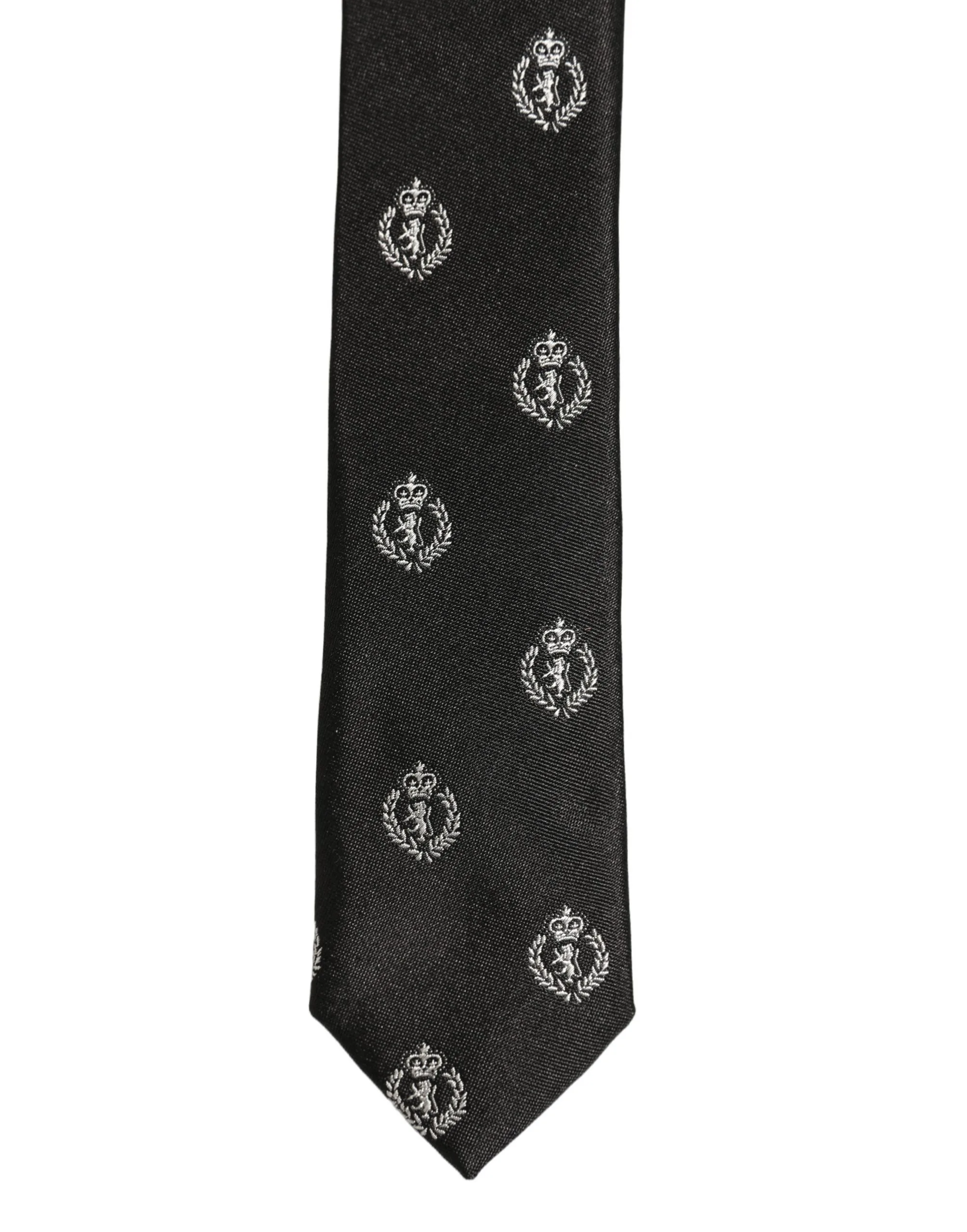 Black Crest Emblem Silk Adjustable Necktie Accessory Tie - Image 2