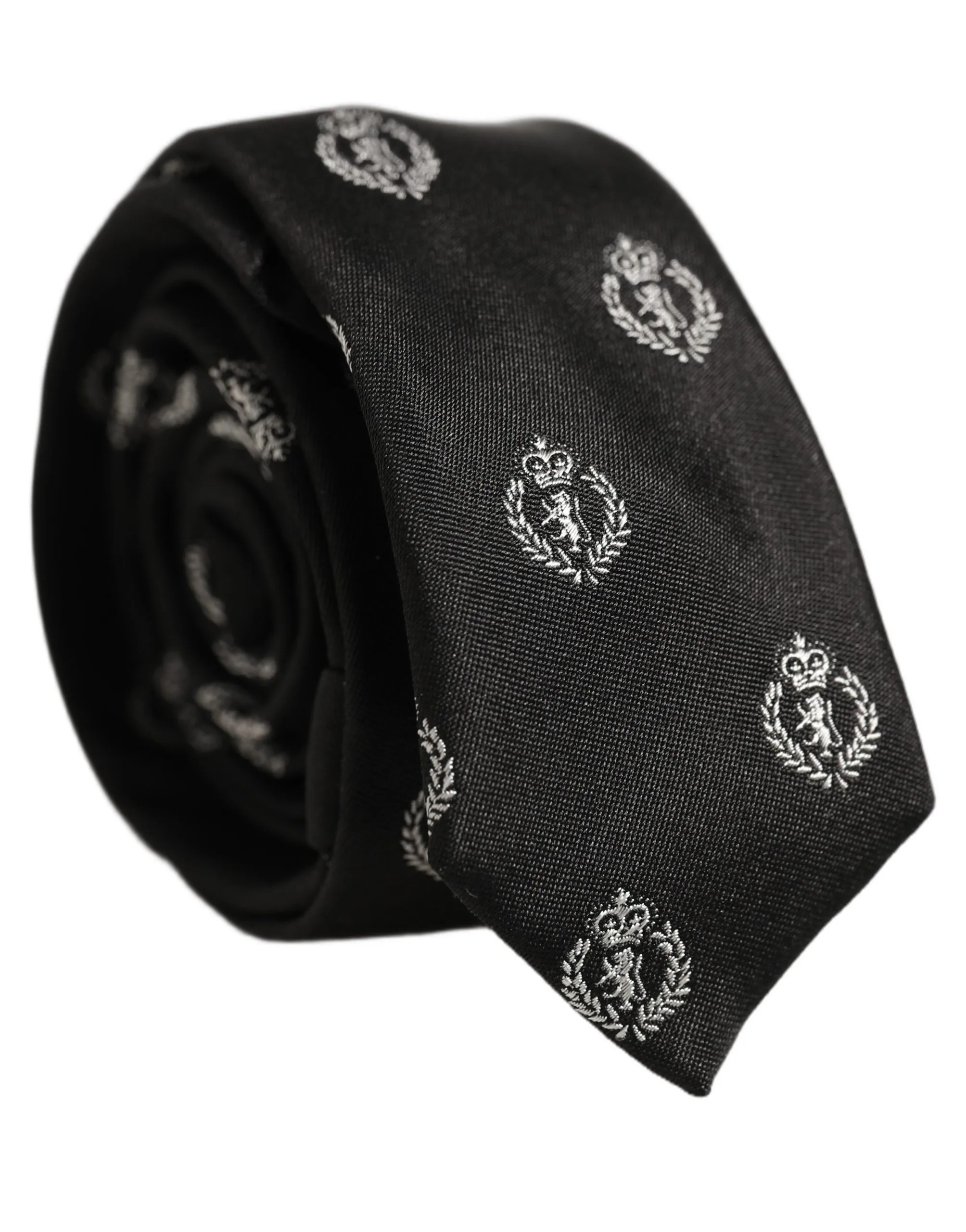 Black Crest Emblem Silk Adjustable Necktie Accessory Tie