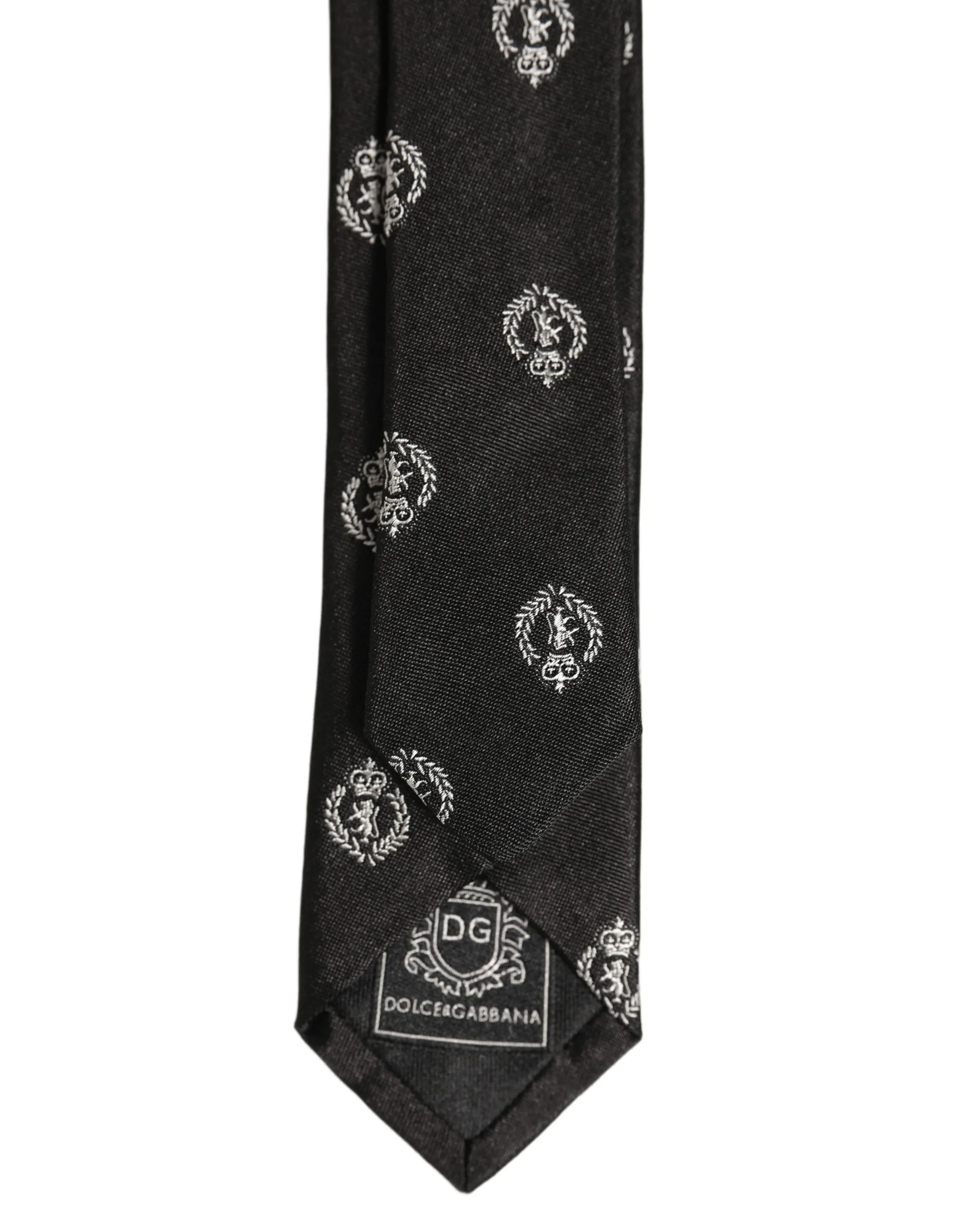 Black Crest Emblem Silk Adjustable Necktie Accessory Tie - Image 3