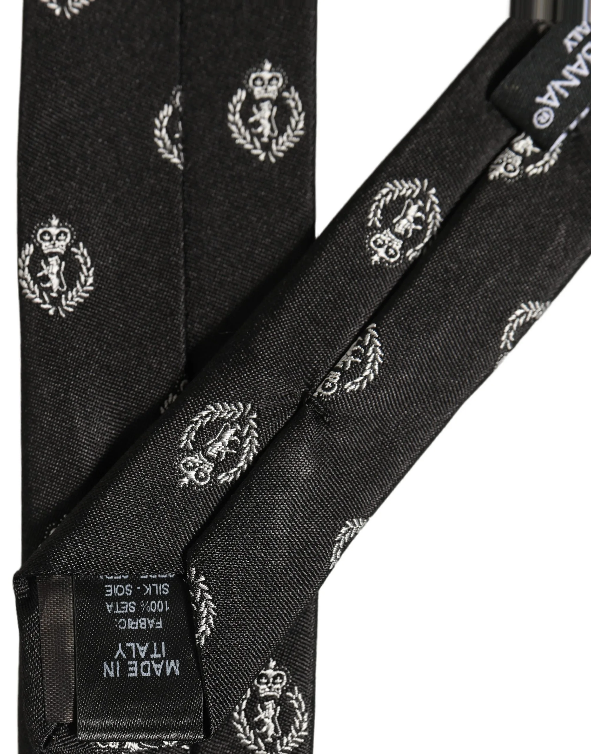 Black Crest Emblem Silk Adjustable Necktie Accessory Tie - Image 4