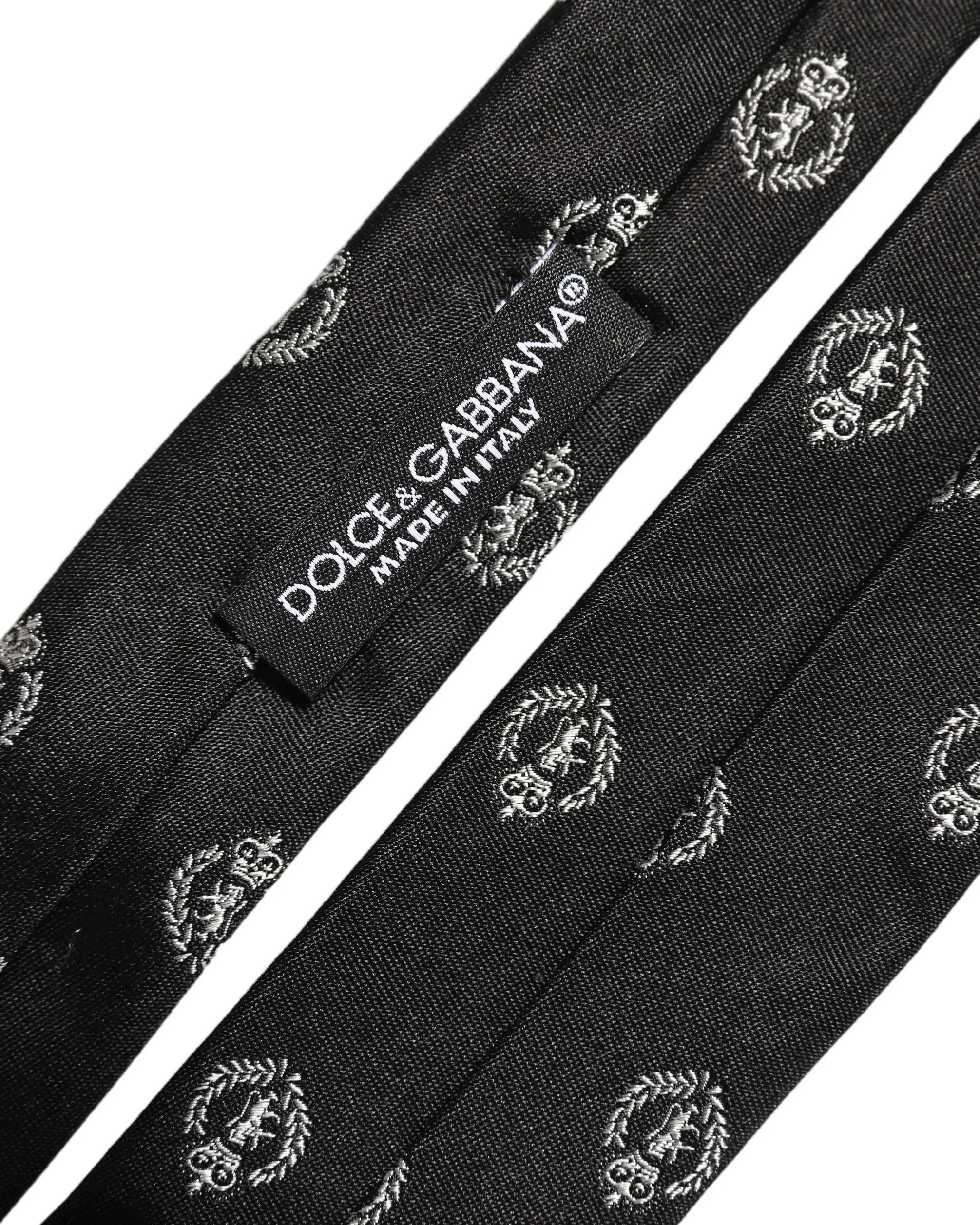 Black Crest Emblem Silk Adjustable Necktie Accessory Tie - Image 5