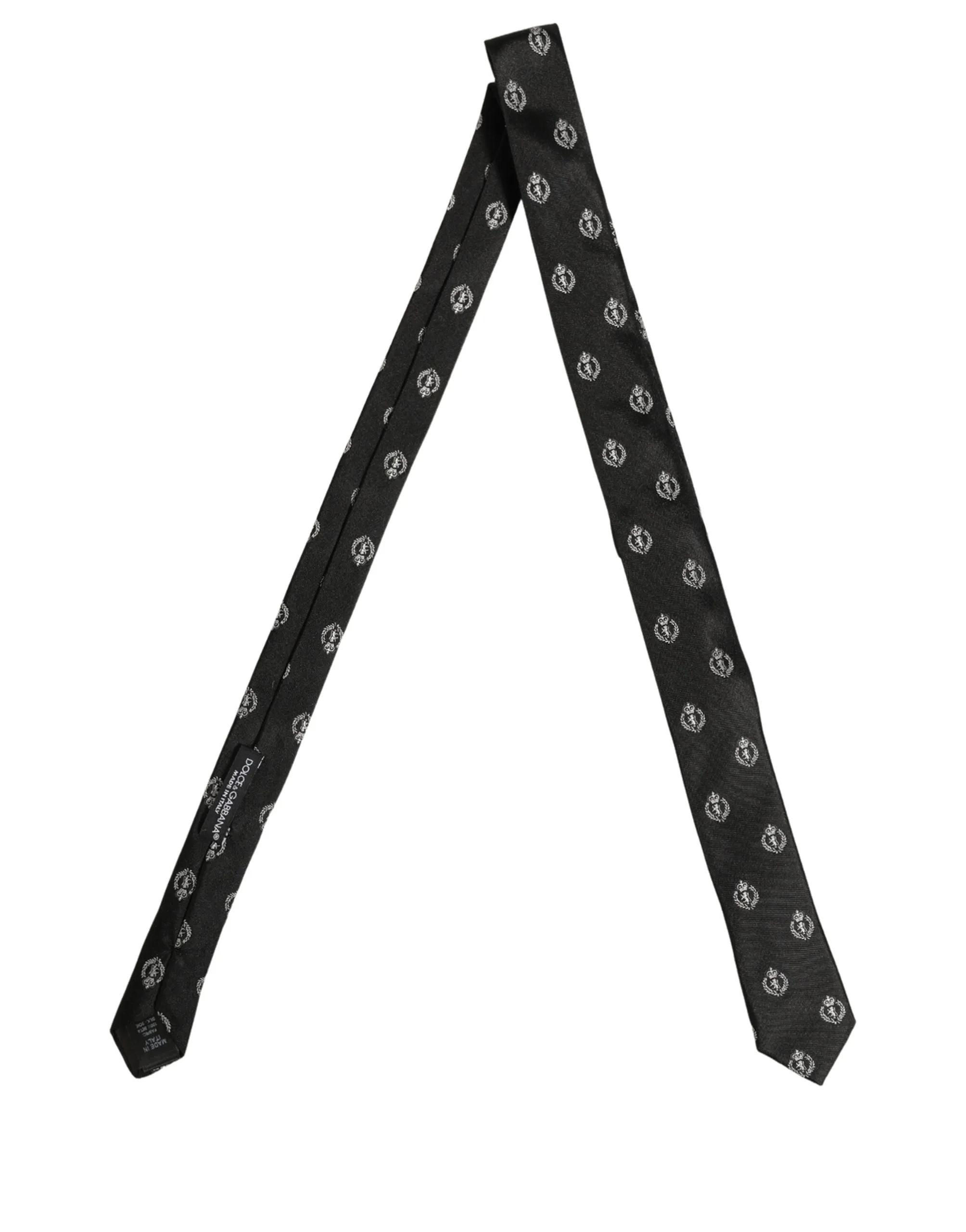 Black Crest Emblem Silk Adjustable Necktie Accessory Tie - Image 6