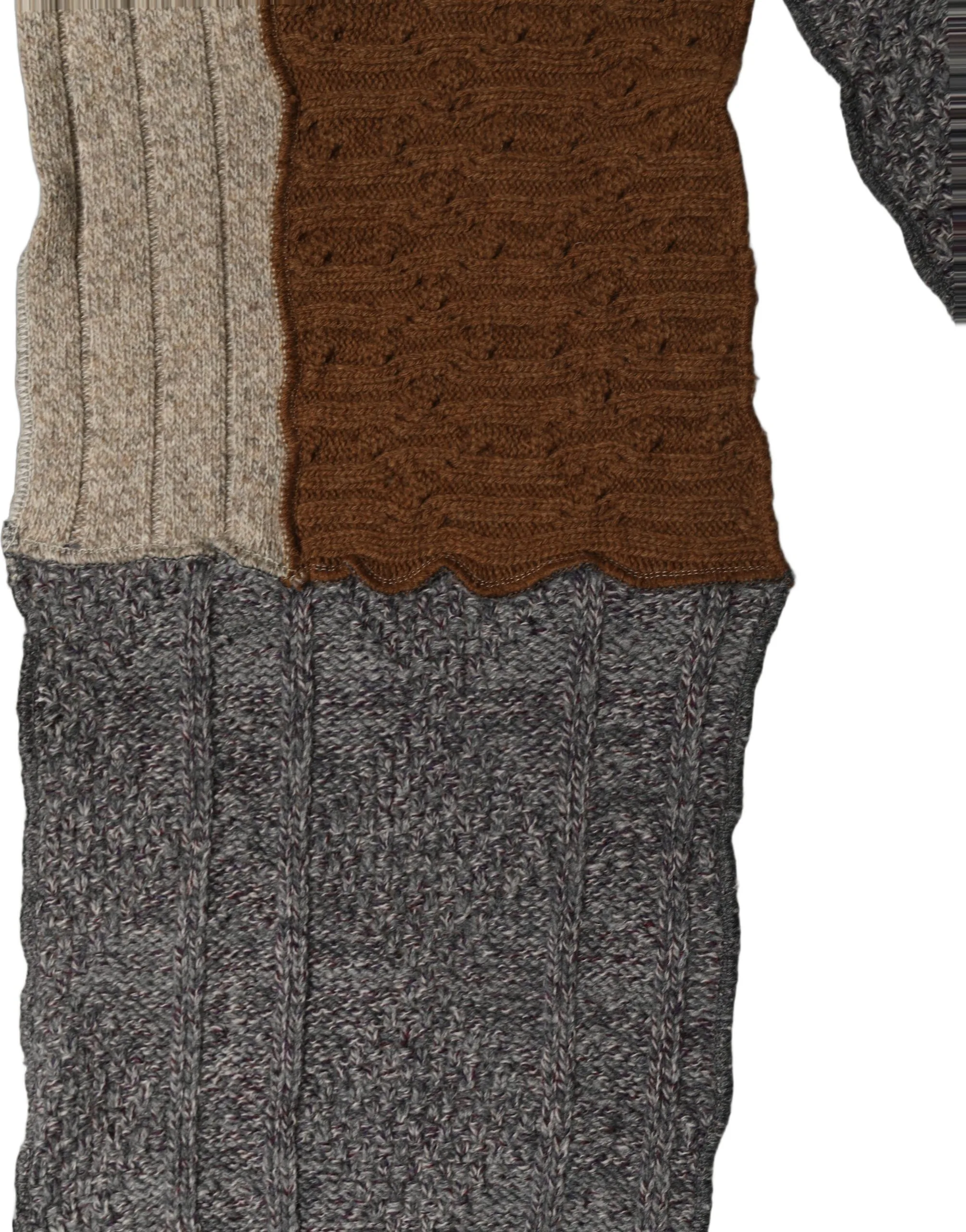 Multicolor Patchwork Wool Knit Shawl Scarf - Image 3