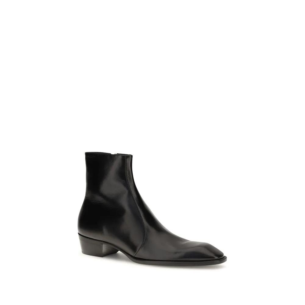 Black Calf Leather Bos Taurus Ankle Boots - Image 2