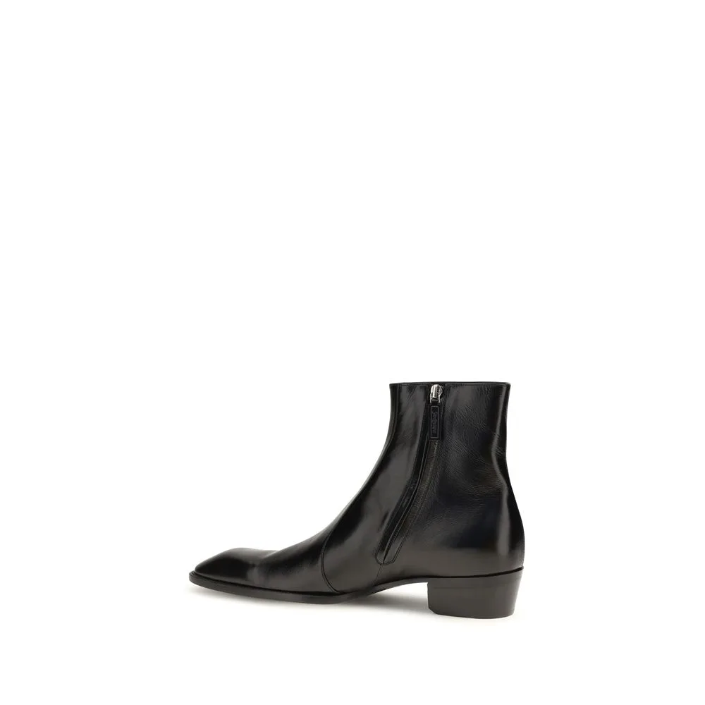 Black Calf Leather Bos Taurus Ankle Boots - Image 3