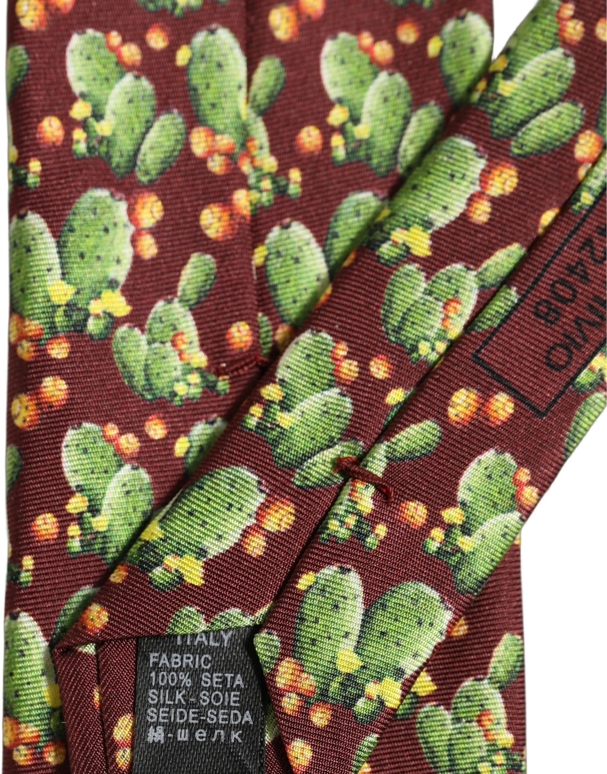 Maroon Silk Cactus Floral Adjustable Tied Men Necktie Tie - Image 6