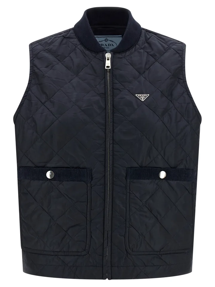Blue Recycled Polyamide Sleeveless Jacket