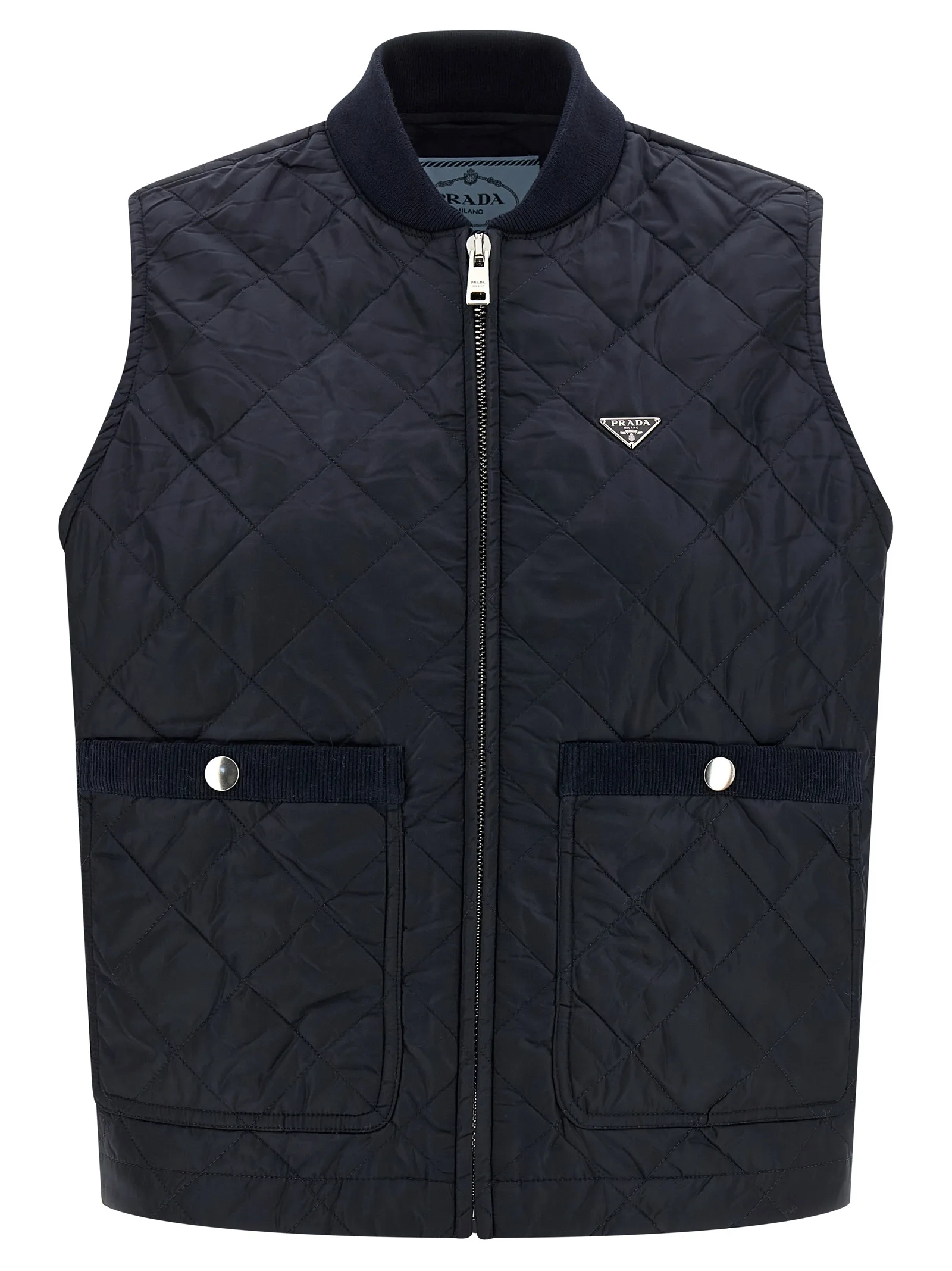 Blue Recycled Polyamide Sleeveless Jacket