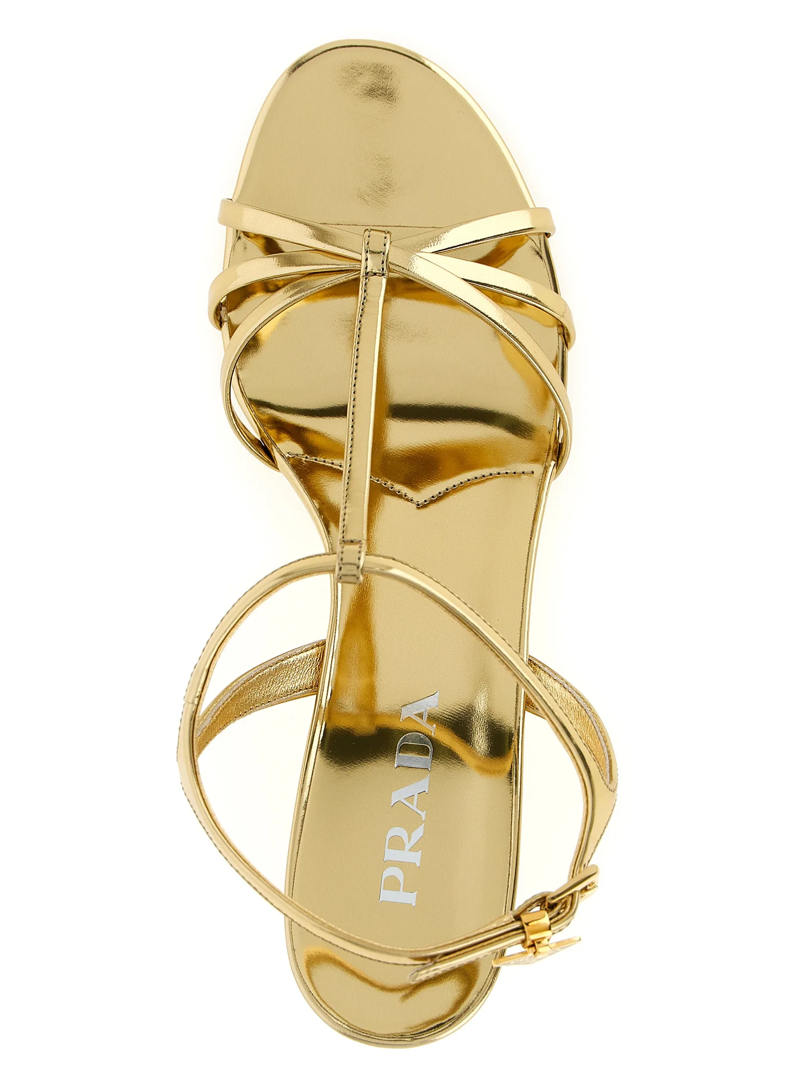 Gold Calfskin Wedge Sandals - Image 4