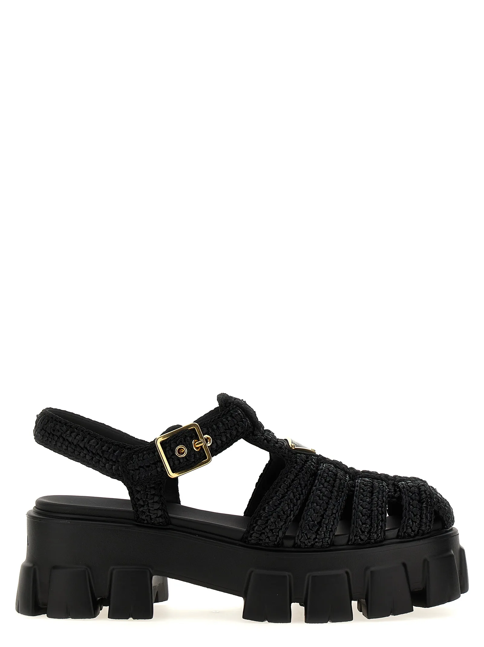 Black Viscose Platform Sandals