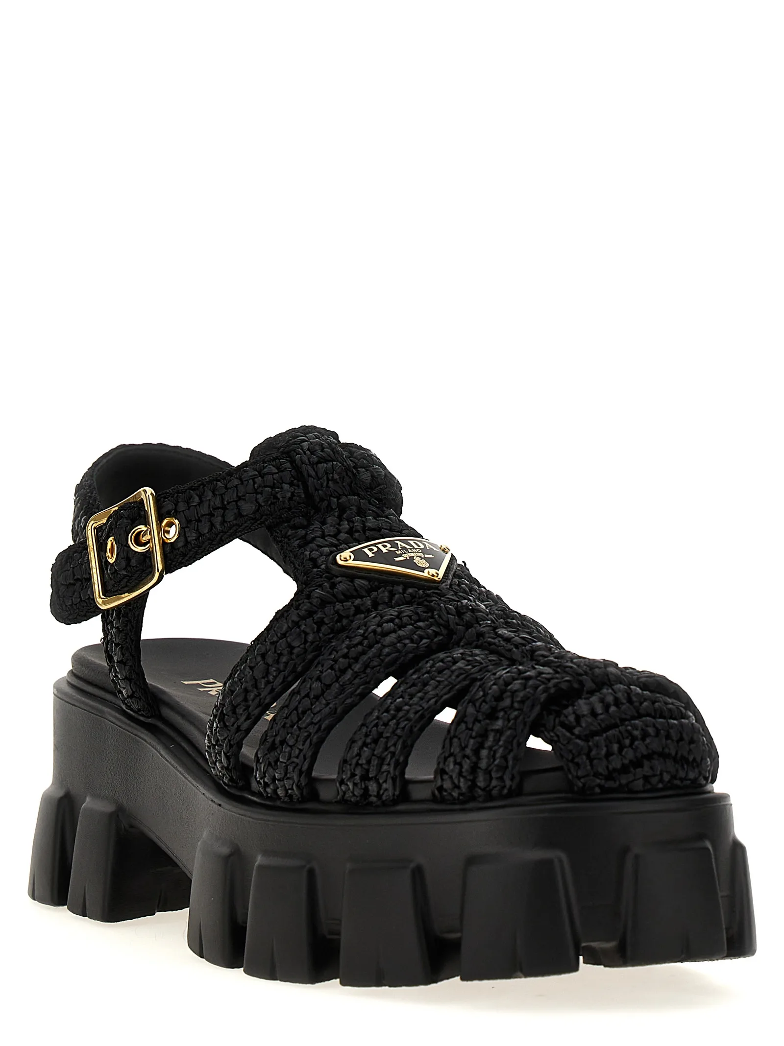 Black Viscose Platform Sandals - Image 2