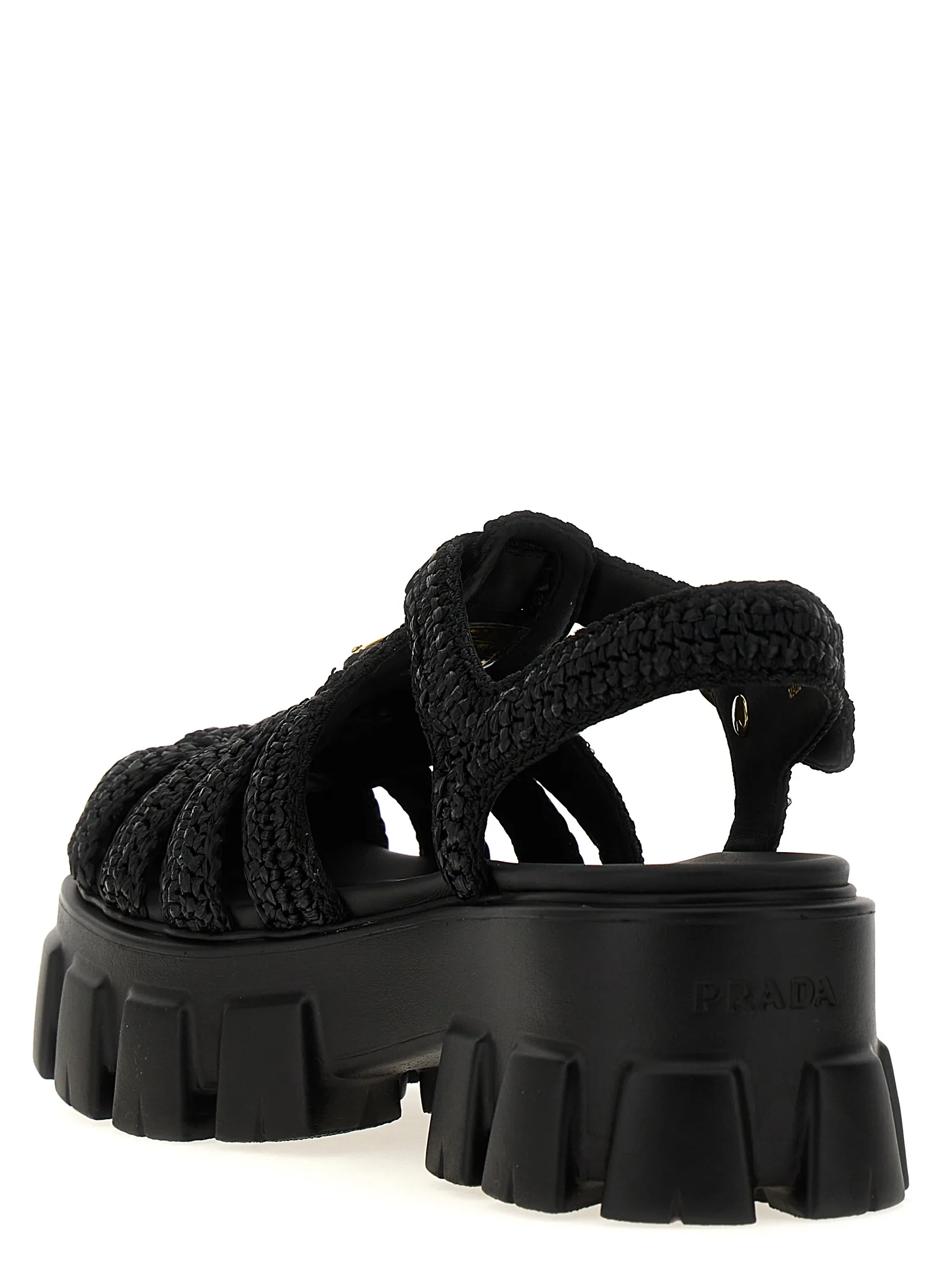 Black Viscose Platform Sandals - Image 3