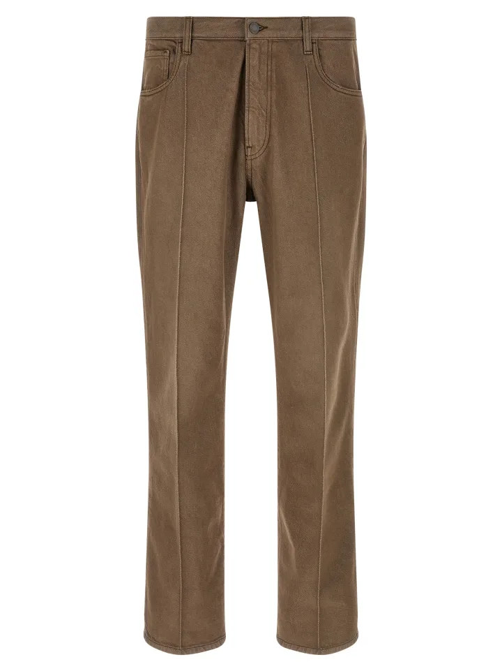 Brown Cotton Casual Pants