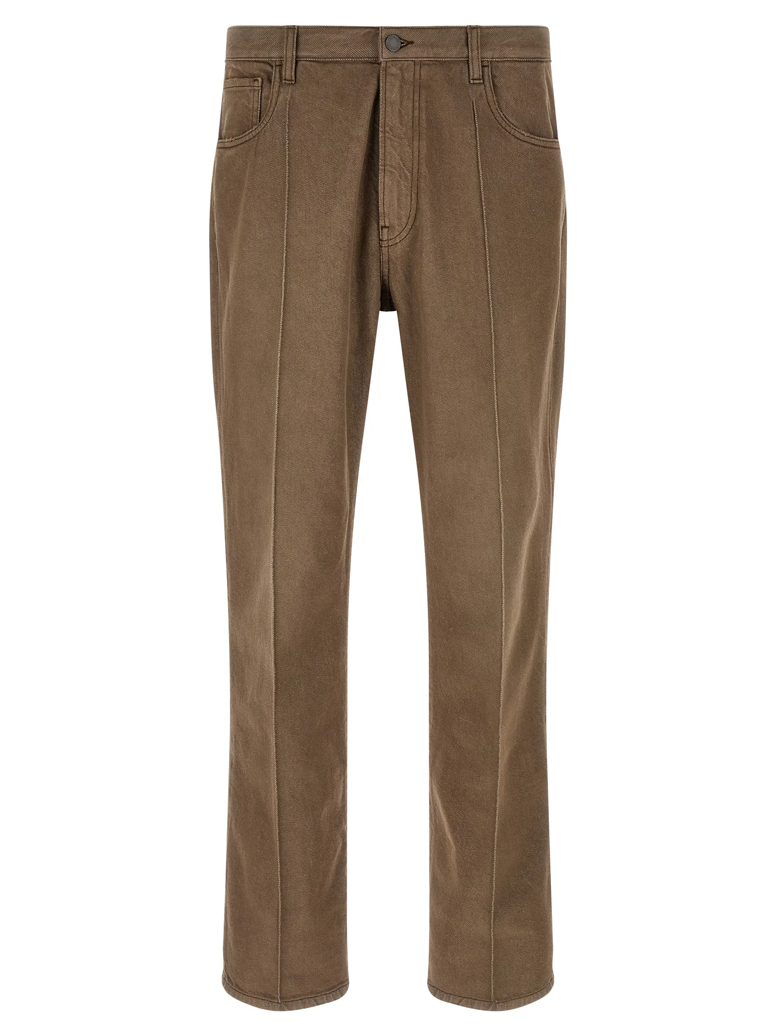 Brown Cotton Casual Pants