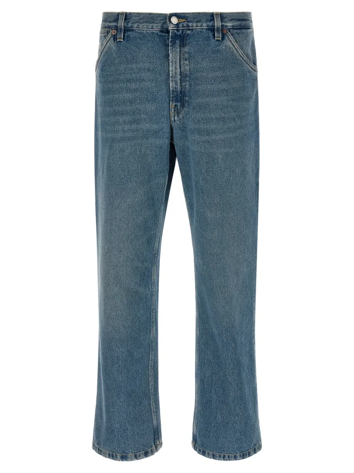 Blue Cotton Straight - Leg Jeans