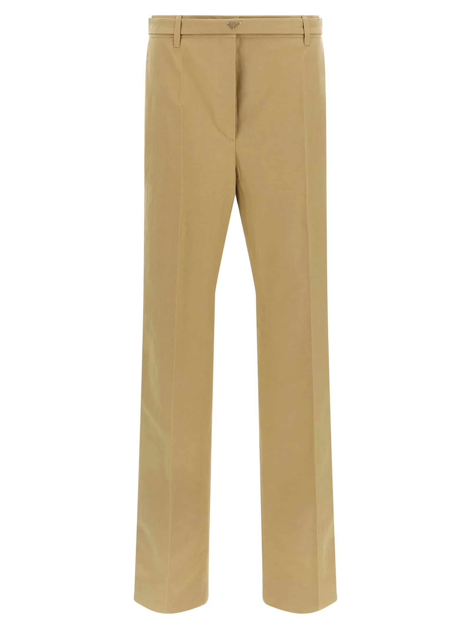 Beige Cotton Casual Pants
