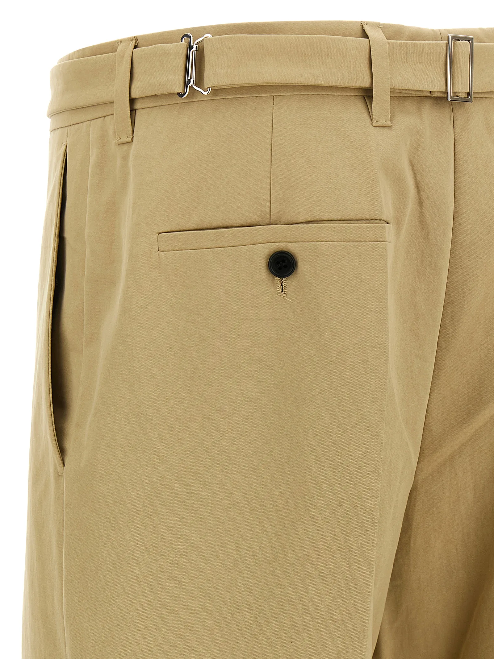 Beige Cotton Casual Pants - Image 4