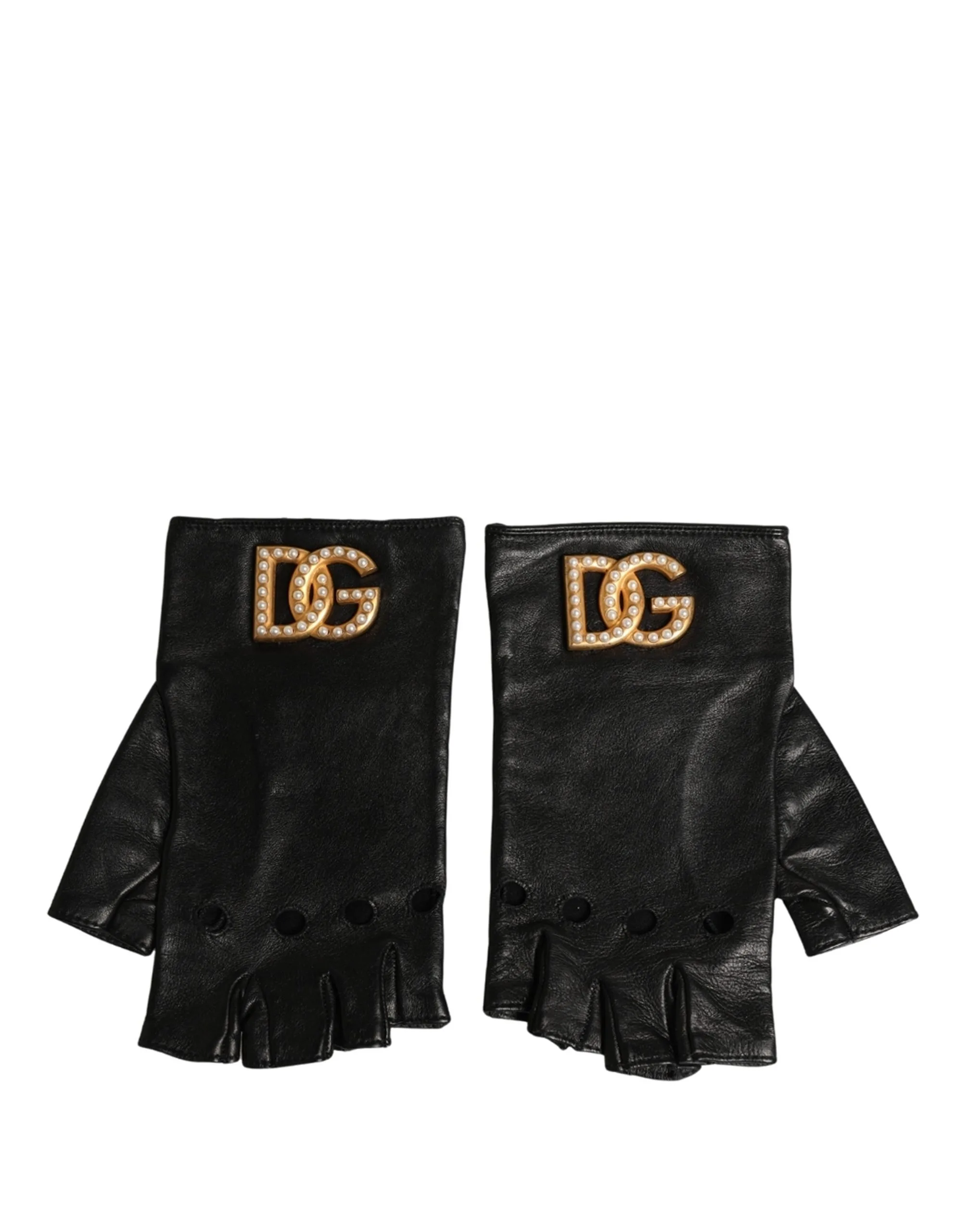 Black Embellished Wrist Length Fingerless Gloves