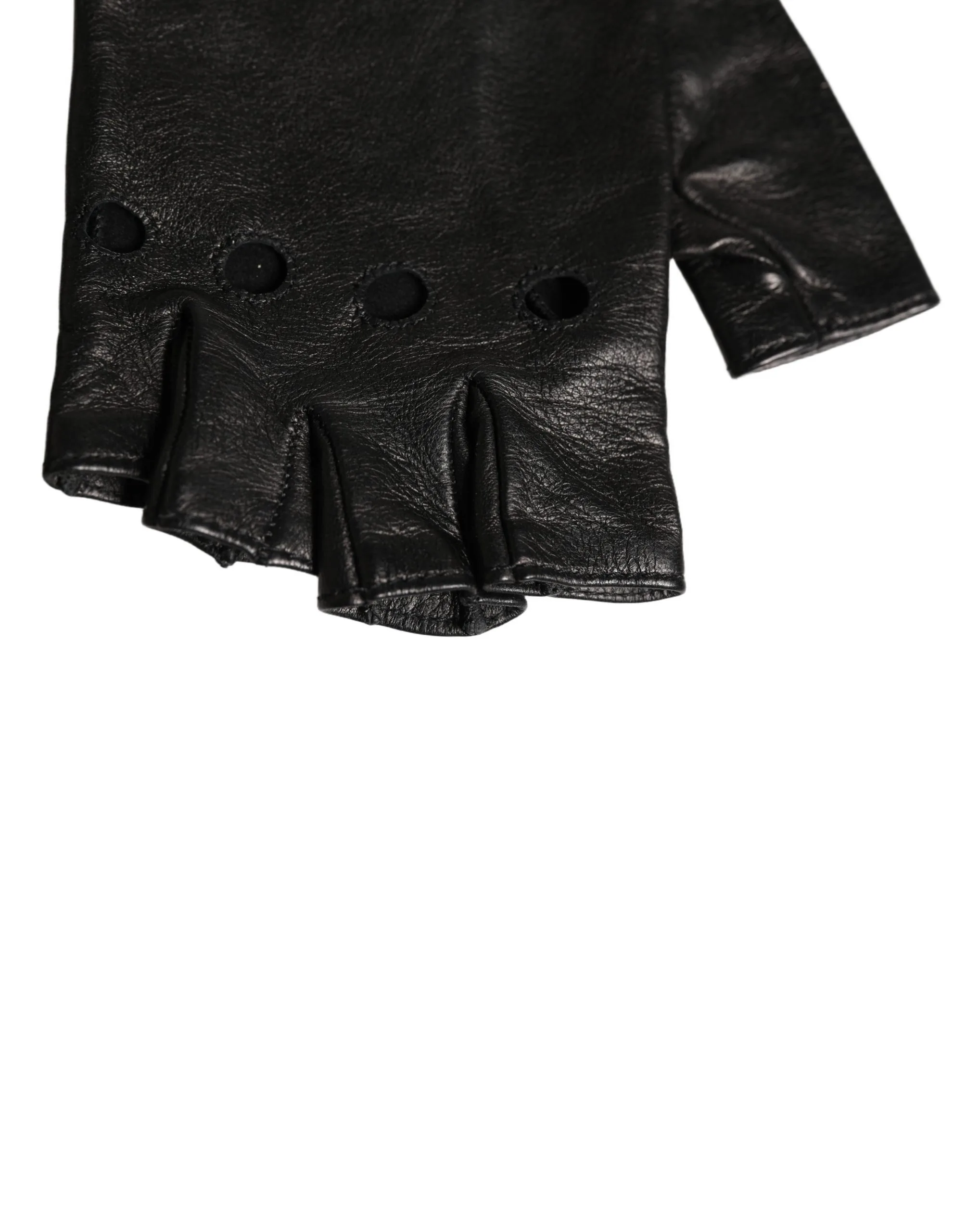 Black Embellished Wrist Length Fingerless Gloves - Image 3