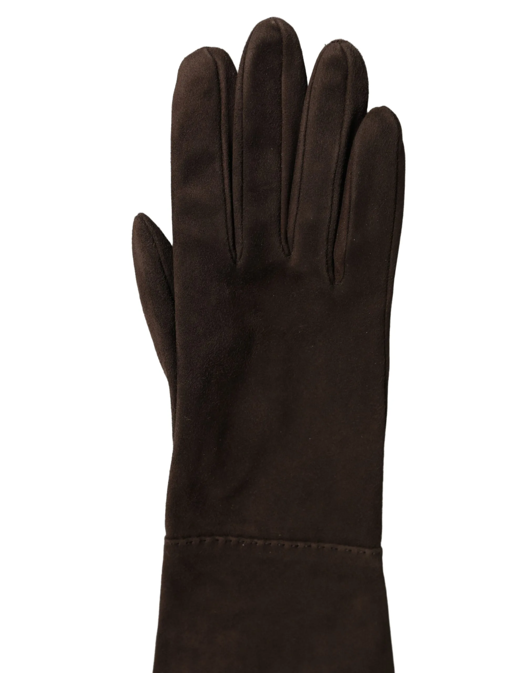 Brown Genuine Leather Suede Elbow Length Gloves - Image 3