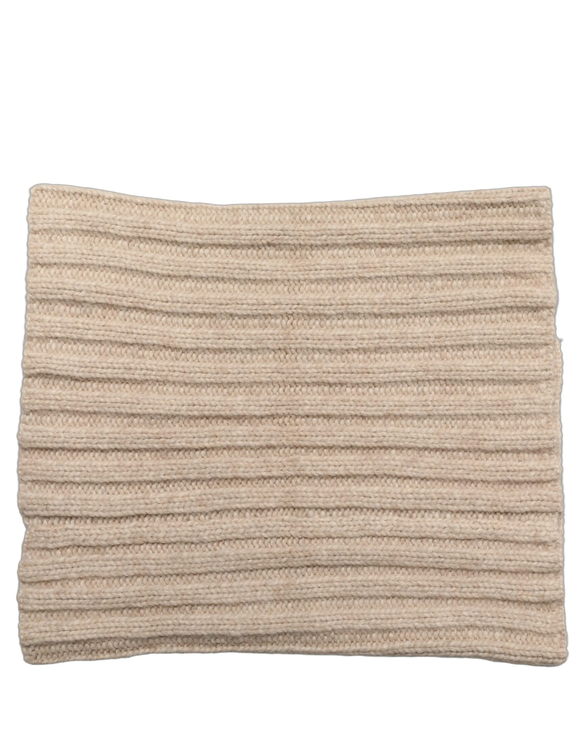 Light Beige Ribbed Knit Neck Warmer Scarf - Image 2